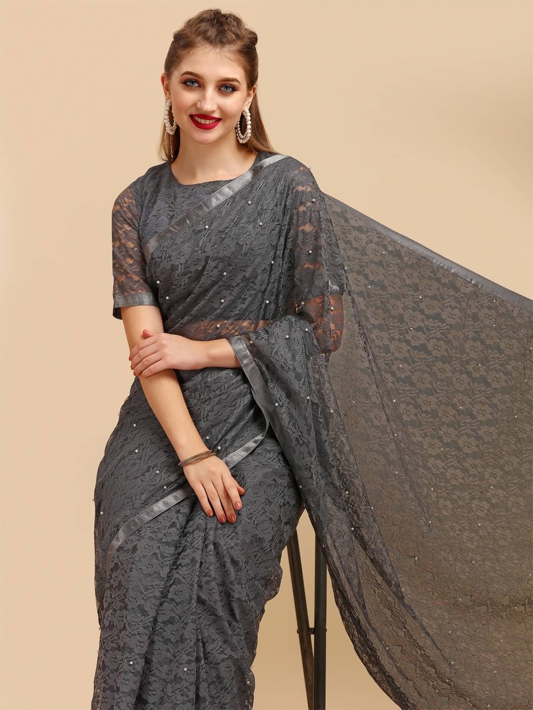 JINAL & JINAL Net Self Design Kashmiri Kani Saree With Unstitched Blouse Piece ( Grey ) JINAL & JINAL Net Self Design Kashmiri Kani Saree With Unstitched Blouse Piece ( Grey )