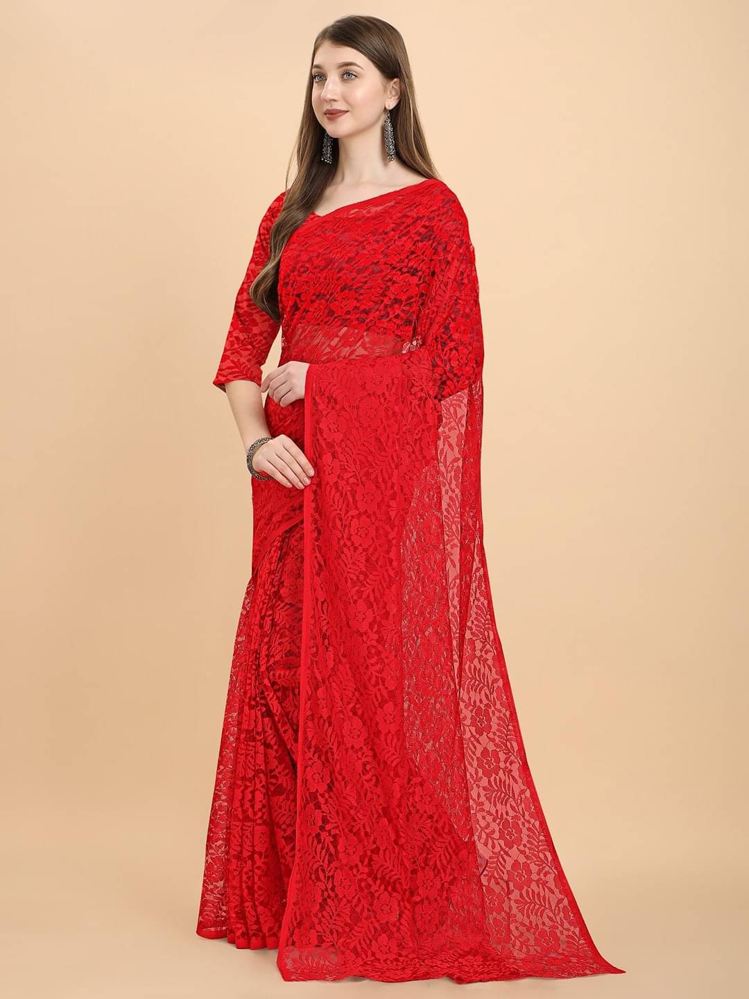 JINAL & JINAL Net Self Design Kashmiri Kani Saree With Unstitched Blouse Piece ( Red ) JINAL & JINAL Net Self Design Kashmiri Kani Saree With Unstitched Blouse Piece ( Red )