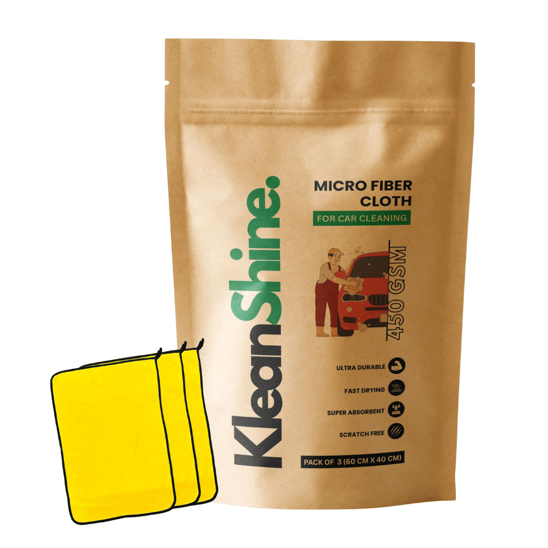     			KLEANSHINE Yellow 450 GSM Microfiber Cloth For Automobile ( Pack of 3 )