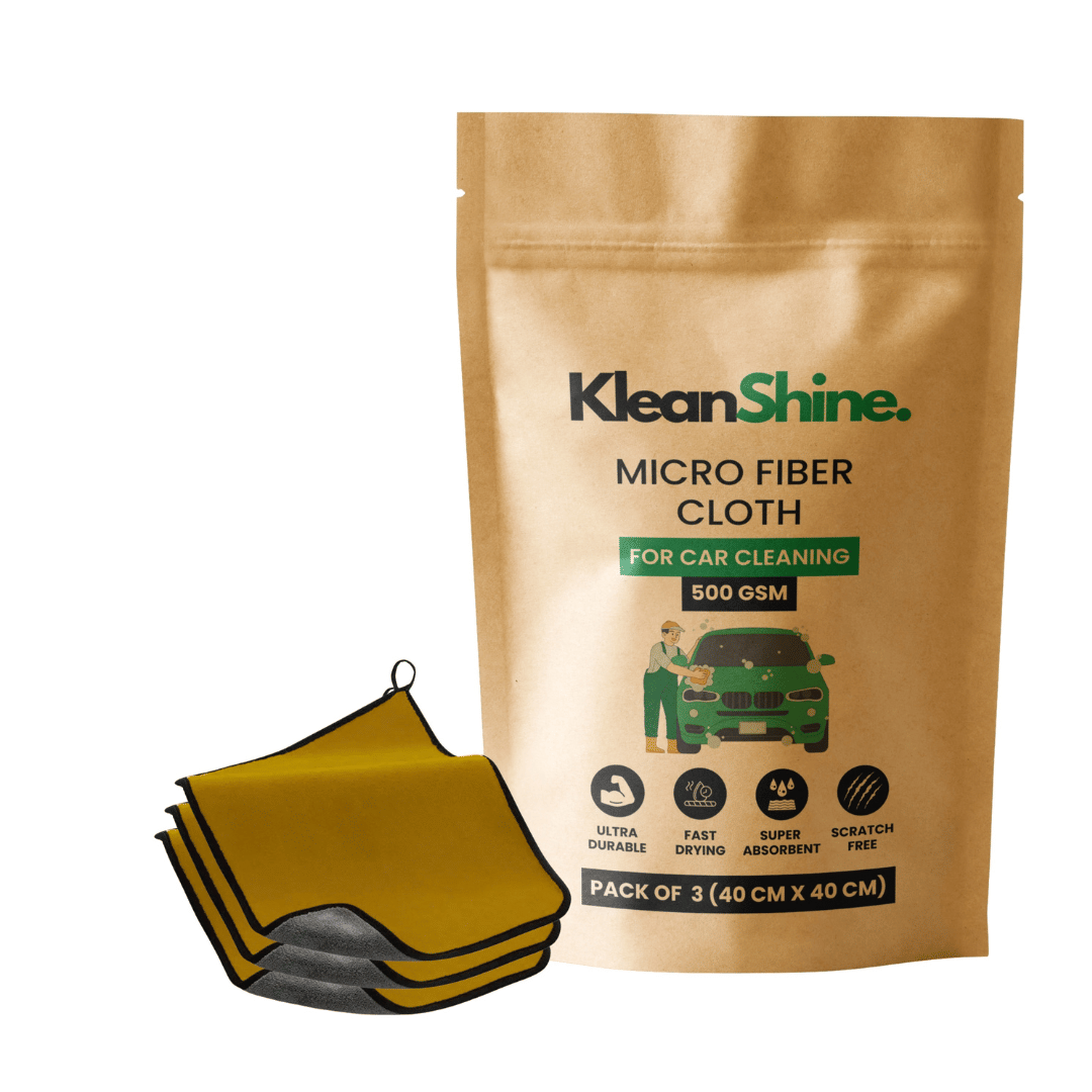     			KLEANSHINE Yellow 500 GSM Microfiber Cloth For Automobile ( Pack of 3 )