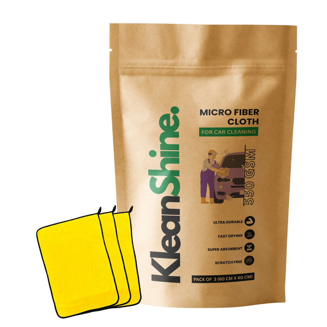     			KLEANSHINE Yellow 550 GSM Microfiber Cloth For Automobile ( Pack of 3 )
