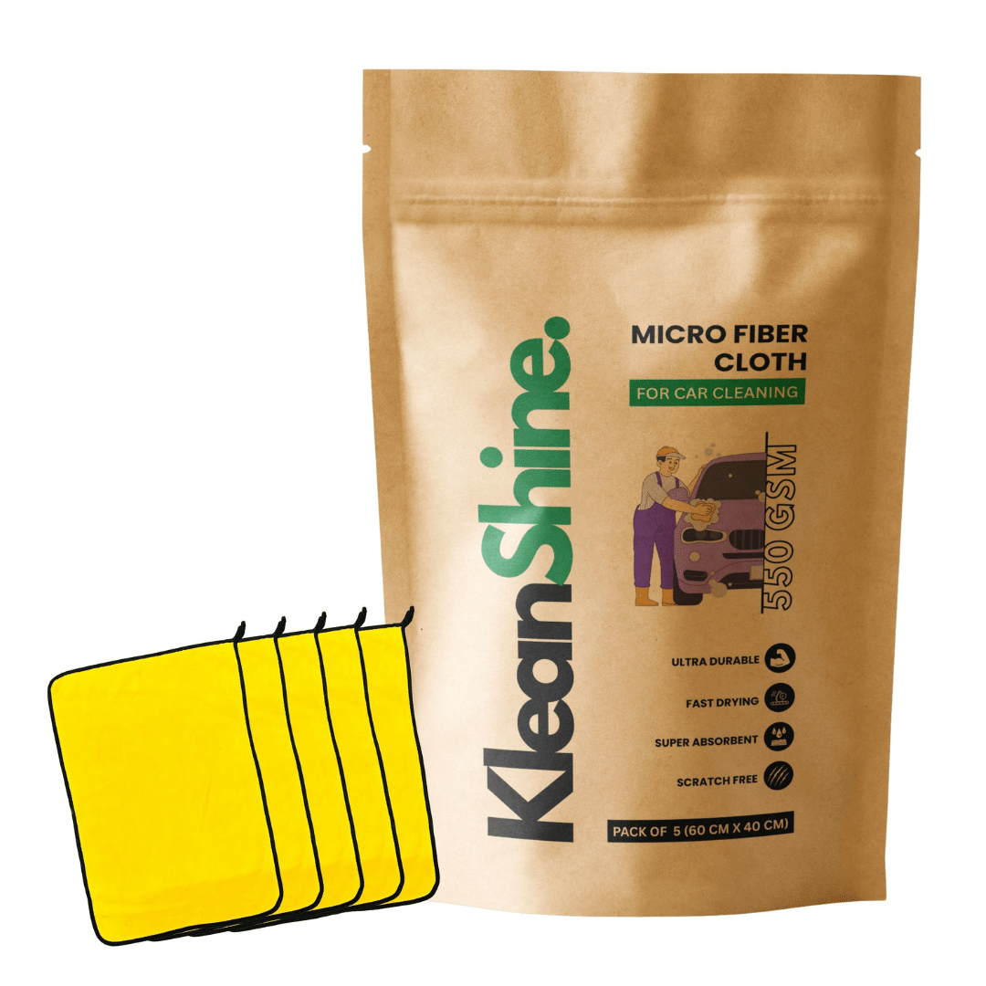     			KLEANSHINE Yellow 550 GSM Microfiber Cloth For Automobile ( Pack of 5 )