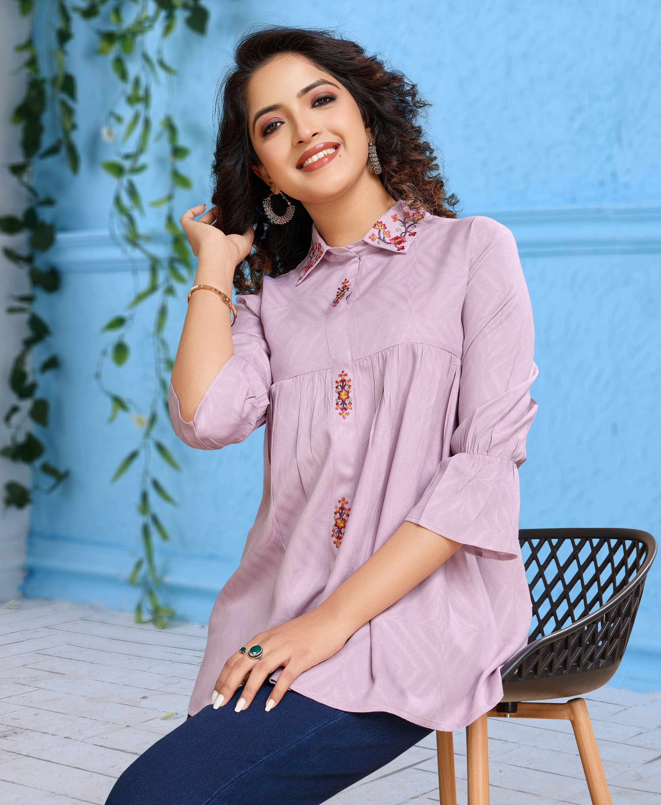     			MOJILAA Women's Viscose Regular Top ( Pink )