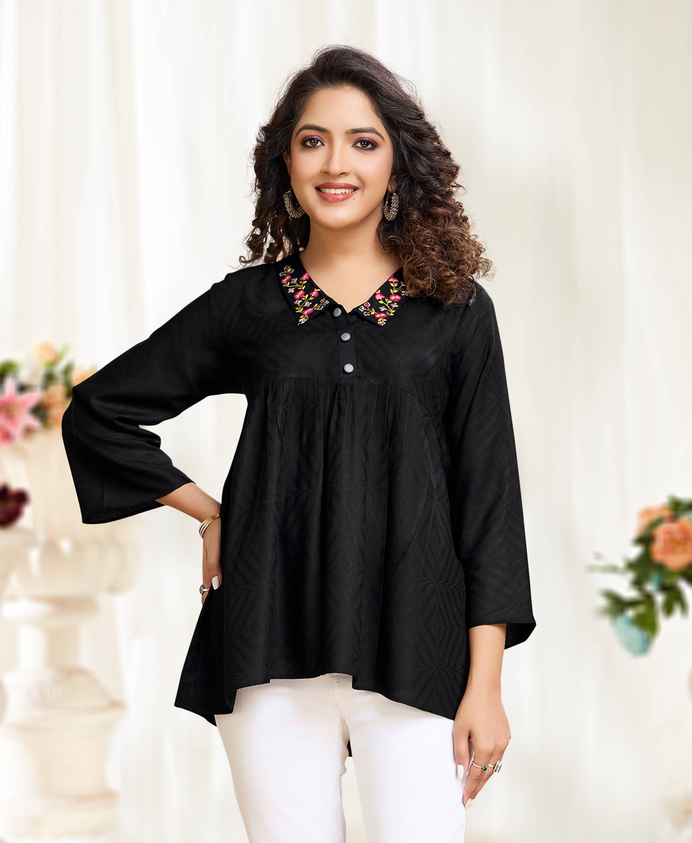 MOJILAA Women's Viscose Regular Top ( Black ) MOJILAA Women's Viscose Regular Top ( Black )
