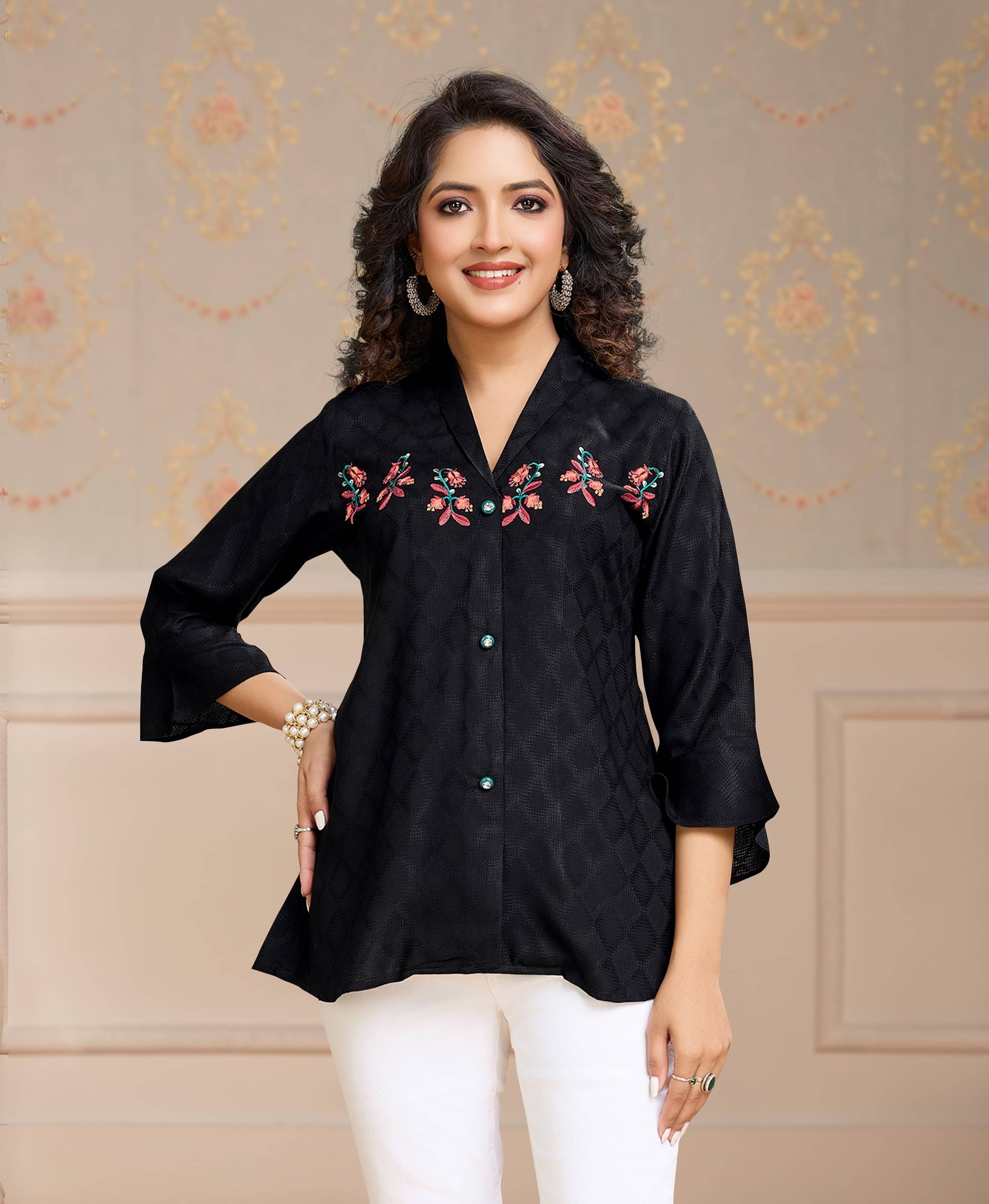MOJILAA Women's Viscose Regular Top ( Black ) MOJILAA Women's Viscose Regular Top ( Black )