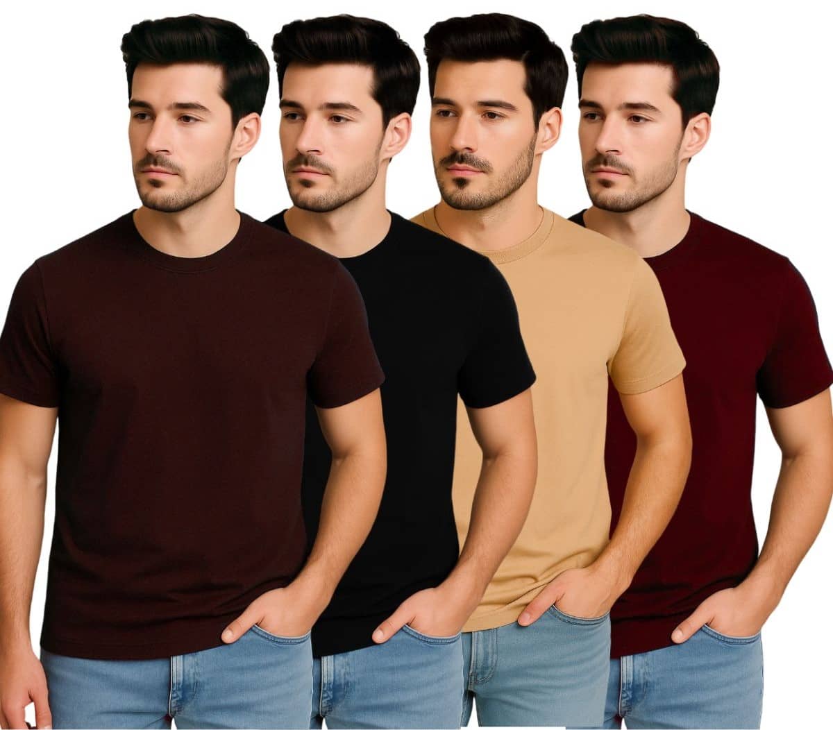 NOW OR NEVER Men Polyester Regular Fit Solid T-Shirt ( Multicolor12 )