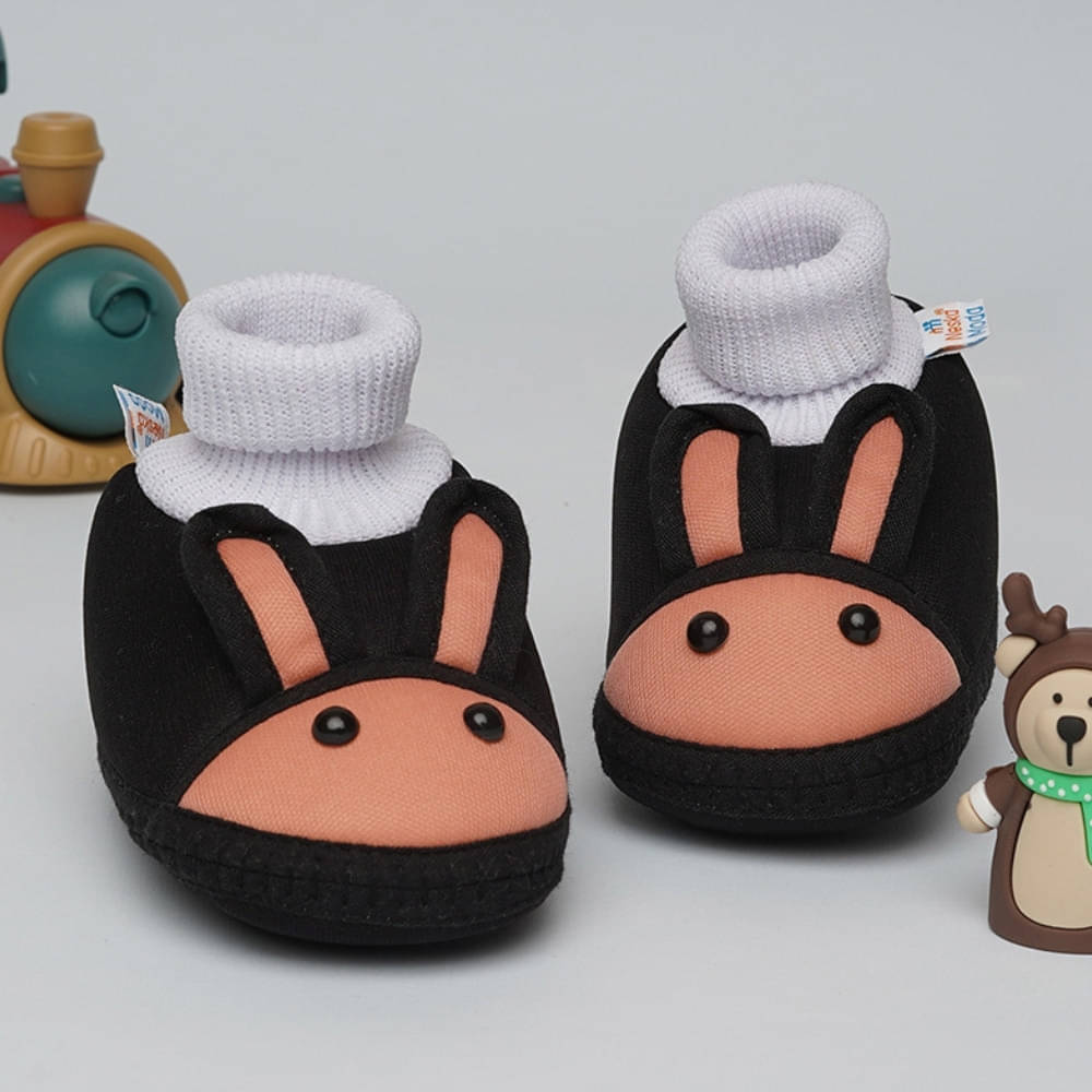     			Neska Moda - Black Booties For Baby Boy & Baby Girl 6-12 Months ( Pack of 1 )