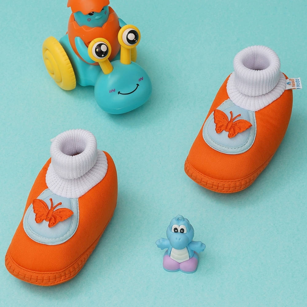    			Neska Moda - Orange Booties For Baby Boy & Baby Girl 6-12 Months ( Pack of 1 )