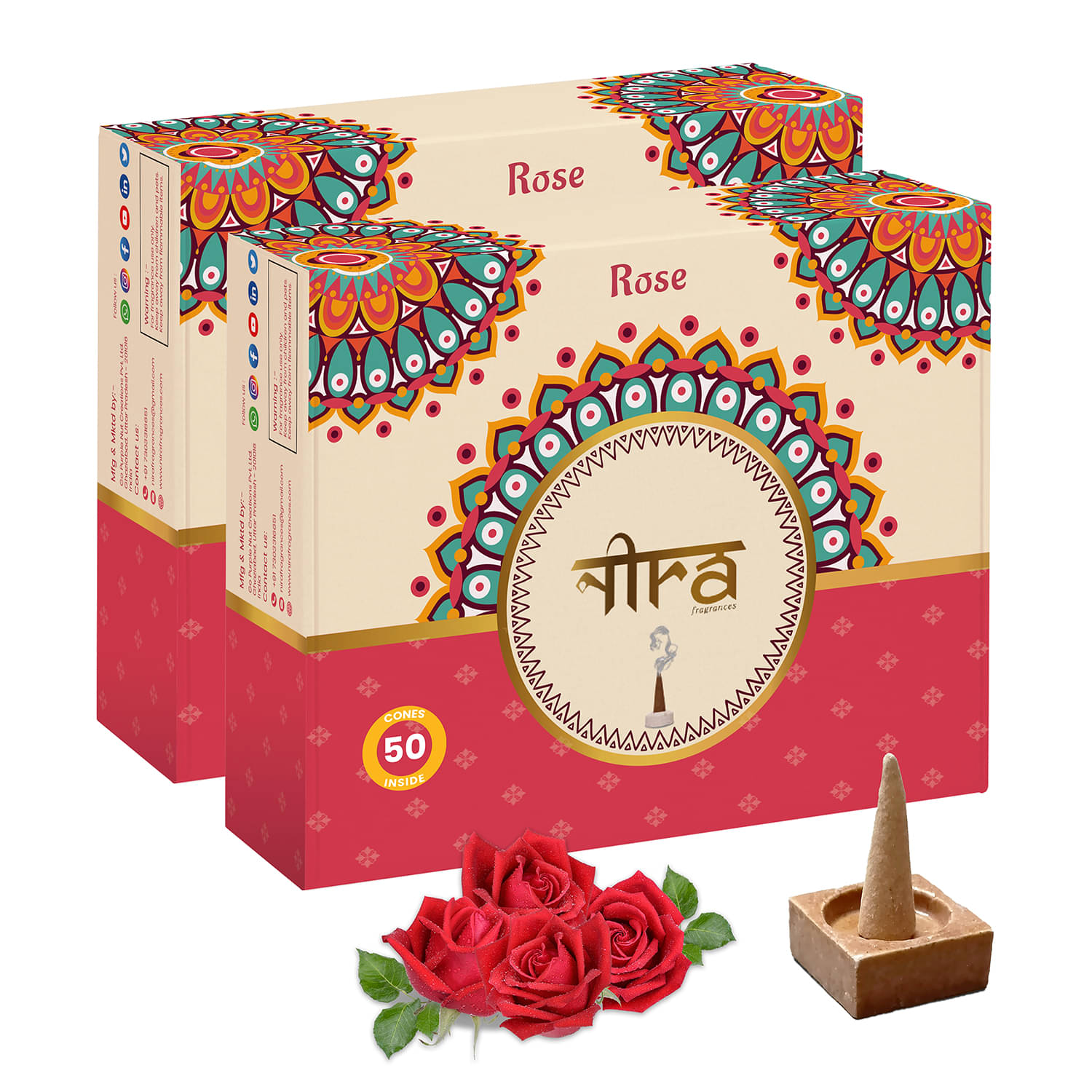 Nira Fragrances Incense Dhoop Cone Rose 100 Pieces ( Pack of 2 ) Nira Fragrances Incense Dhoop Cone Rose 100 Pieces ( Pack of 2 )
