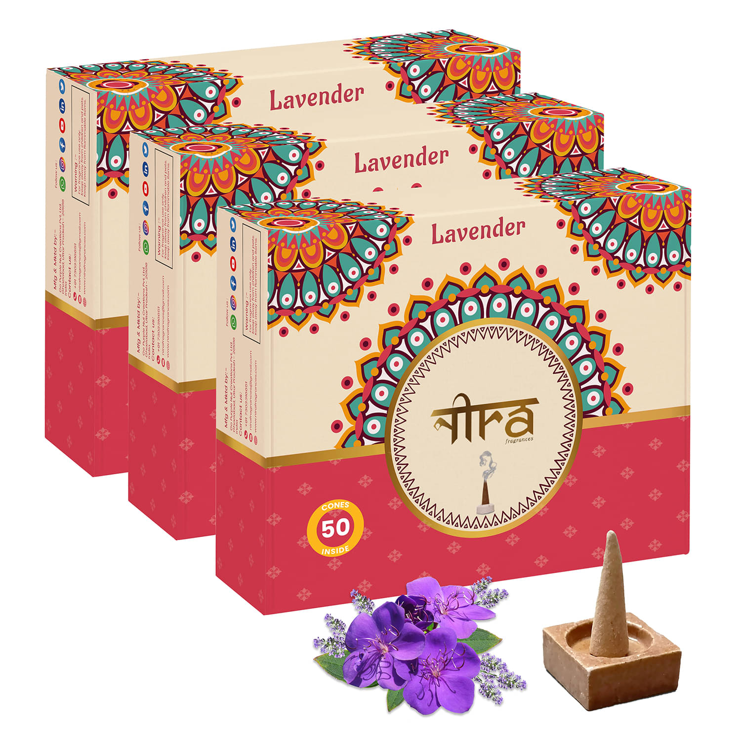 Nira Fragrances Incense Dhoop Cone Lavender 150 Pieces ( Pack of 3 ) Nira Fragrances Incense Dhoop Cone Lavender 150 Pieces ( Pack of 3 )