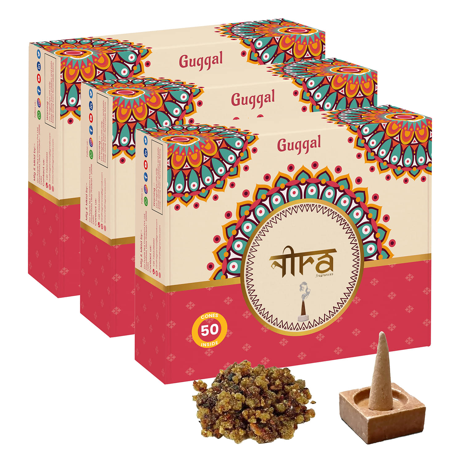     			Nira Fragrances Incense Dhoop Cone Guggal 150 Pieces ( Pack of 3 )