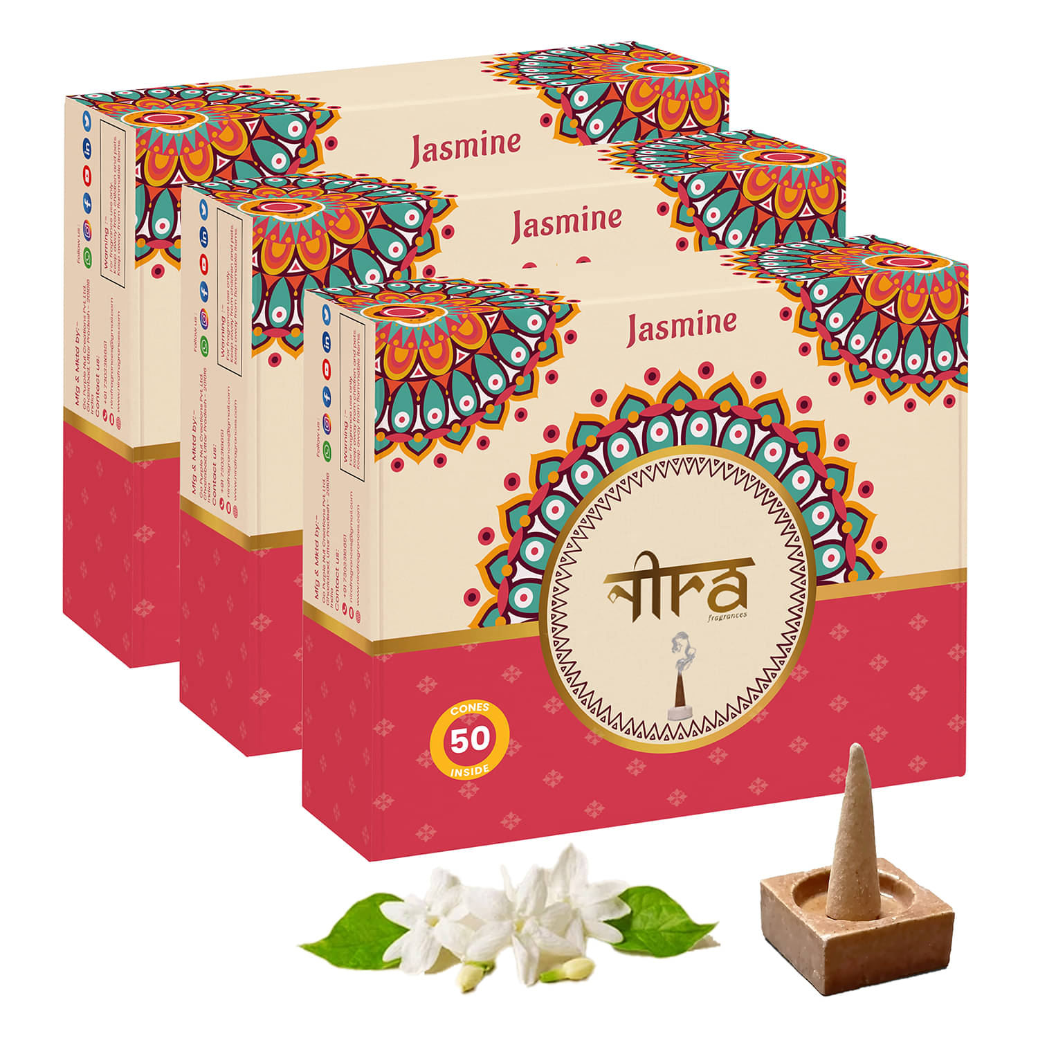     			Nira Fragrances Incense Dhoop Cone Jasmine 150 Pieces ( Pack of 3 )