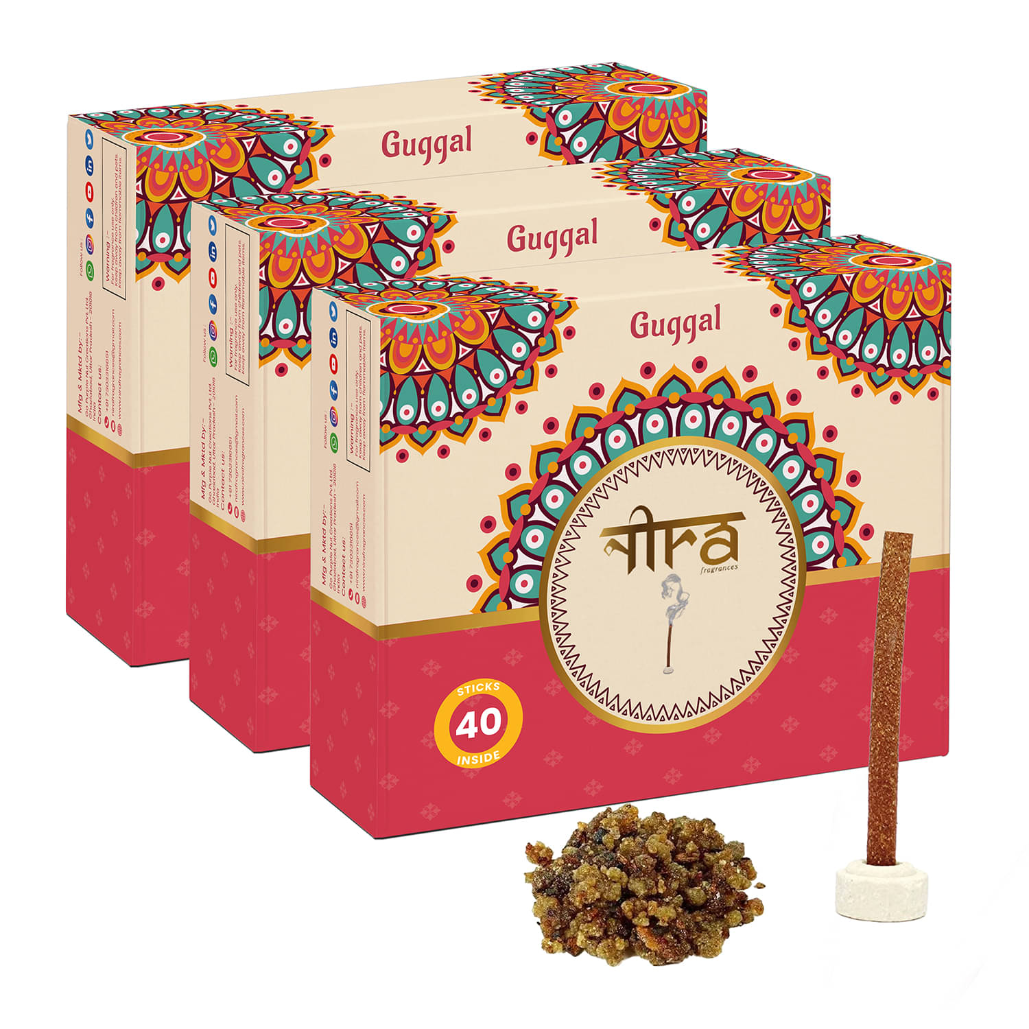 Nira Fragrances Incense Dhoop Sticks Guggal 120 Pieces ( Pack of 3 ) Nira Fragrances Incense Dhoop Sticks Guggal 120 Pieces ( Pack of 3 )