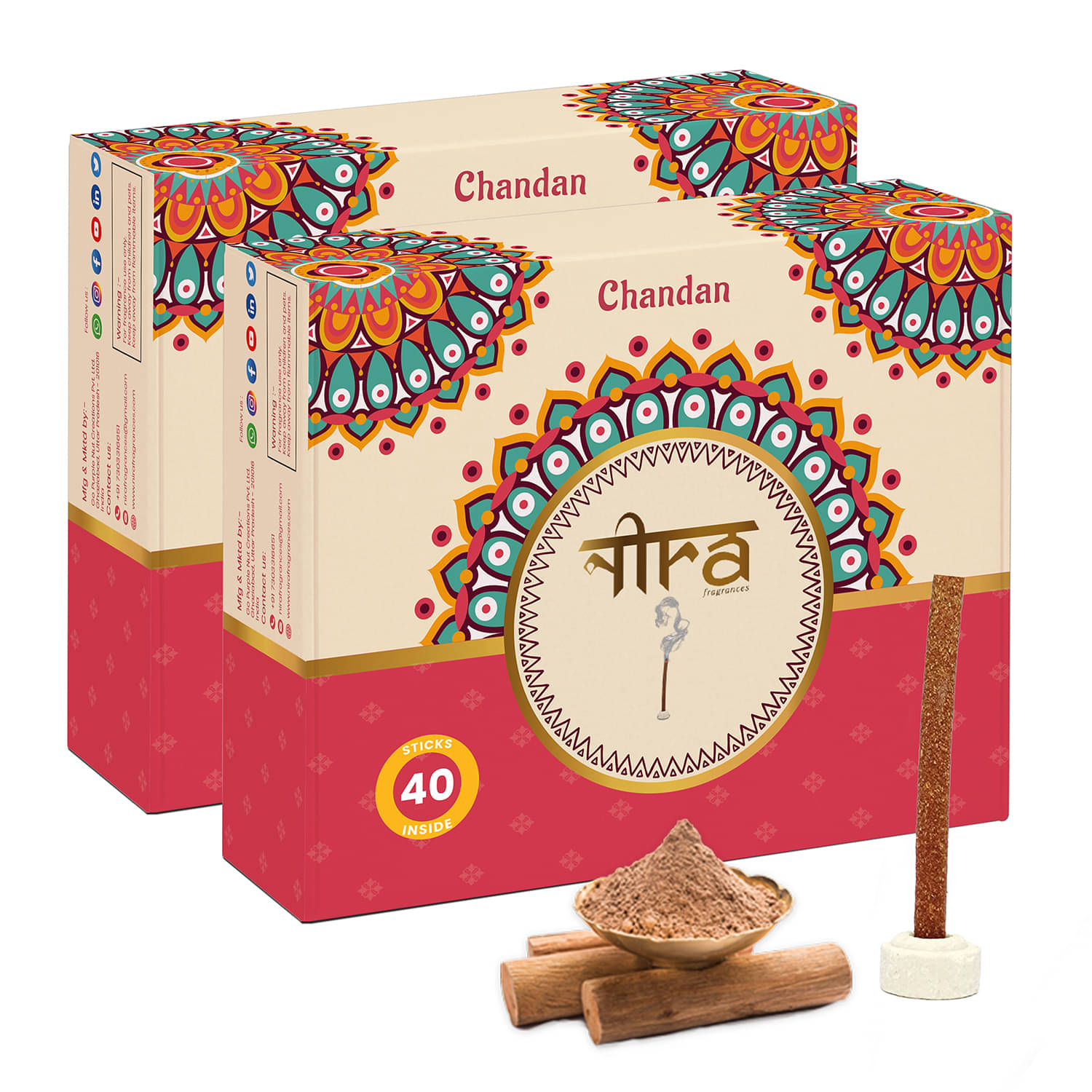 Nira Fragrances Incense Dhoop Sticks Chandan 80 Pieces ( Pack of 2 ) Nira Fragrances Incense Dhoop Sticks Chandan 80 Pieces ( Pack of 2 )