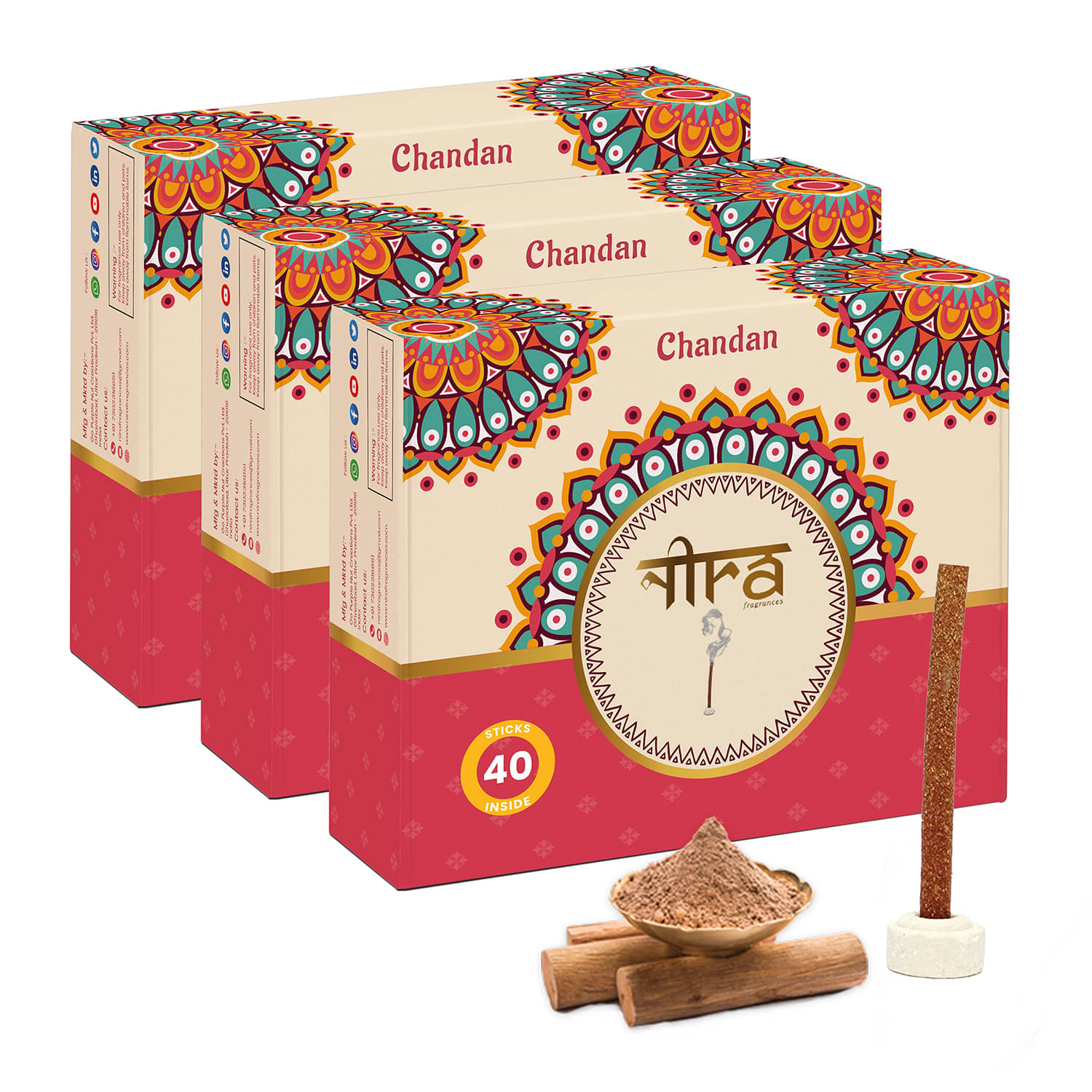 Nira Fragrances Incense Dhoop Sticks Chandan 120 Pieces ( Pack of 3 ) Nira Fragrances Incense Dhoop Sticks Chandan 120 Pieces ( Pack of 3 )