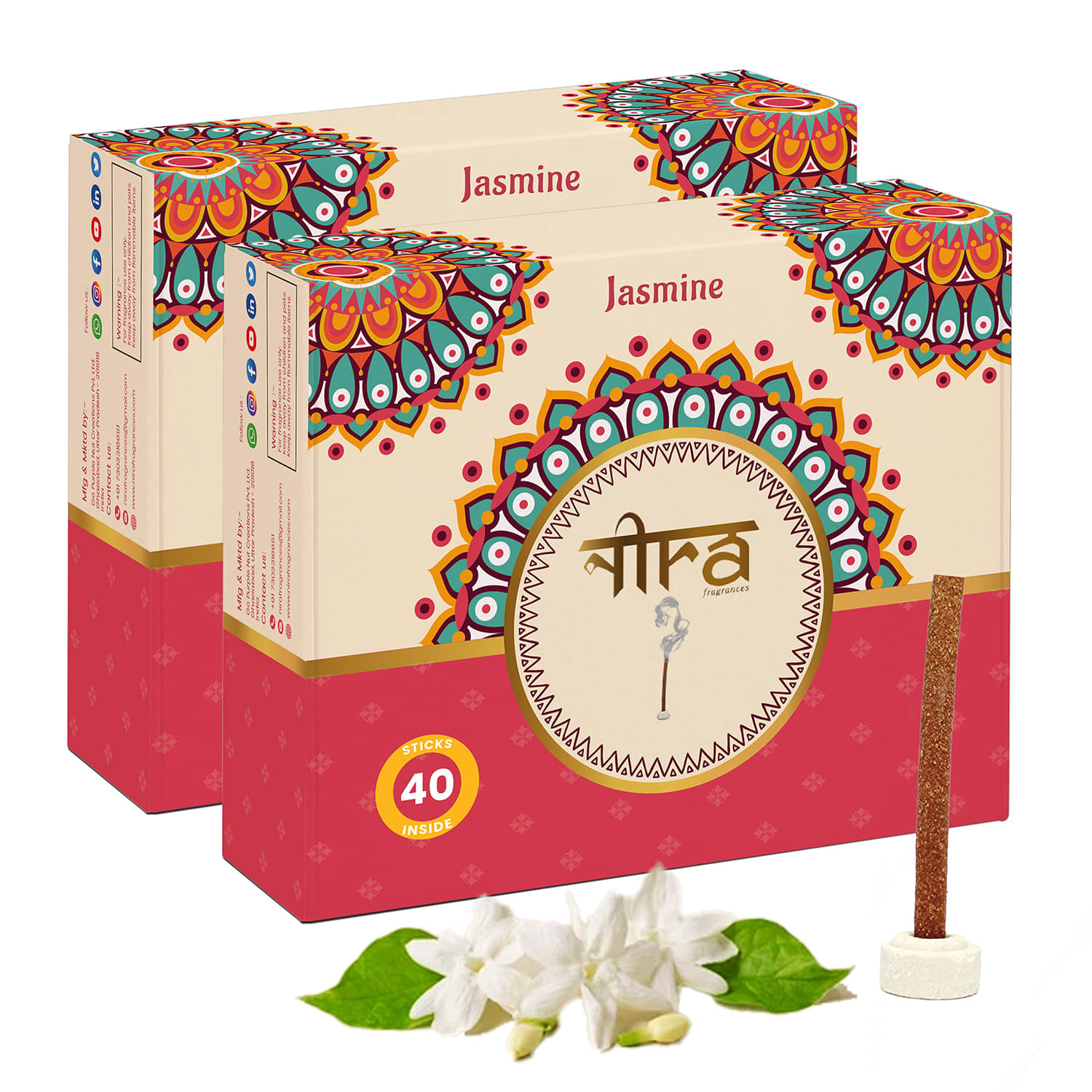 Nira Fragrances Incense Dhoop Sticks Jasmine 80 Pieces ( Pack of 2 ) Nira Fragrances Incense Dhoop Sticks Jasmine 80 Pieces ( Pack of 2 )