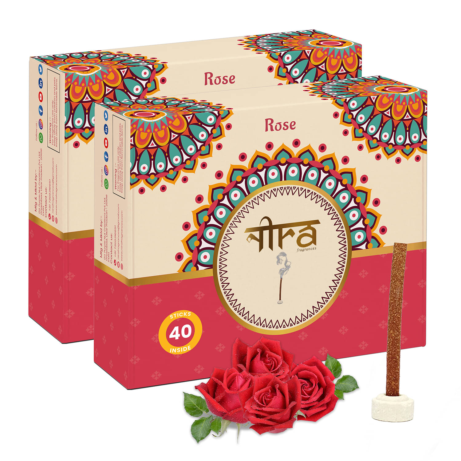     			Nira Fragrances Incense Dhoop Sticks Rose 80 Pieces ( Pack of 2 )
