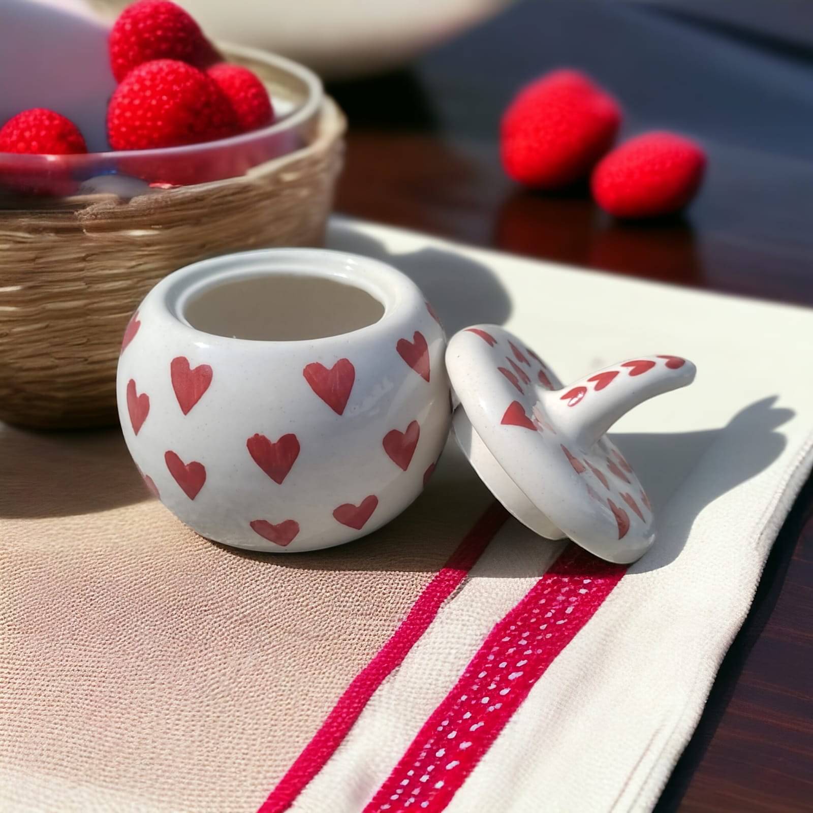     			RAFOLEEN Salt Jar Ceramic Red Pickle Container ( set of 1 )