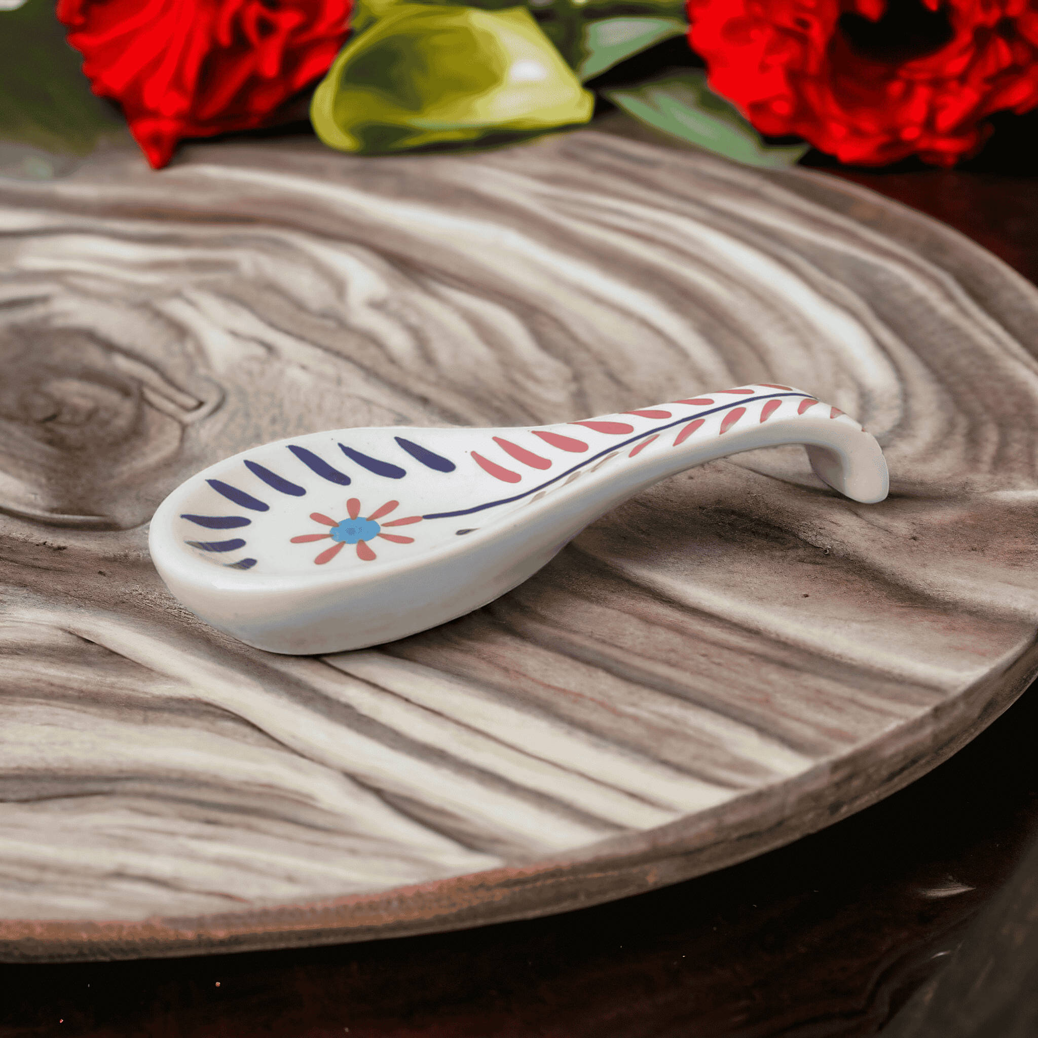     			RAFOLEEN Spoon Rest Ceramic Printed Cutlery Holder Copper ( Pack of 1 )