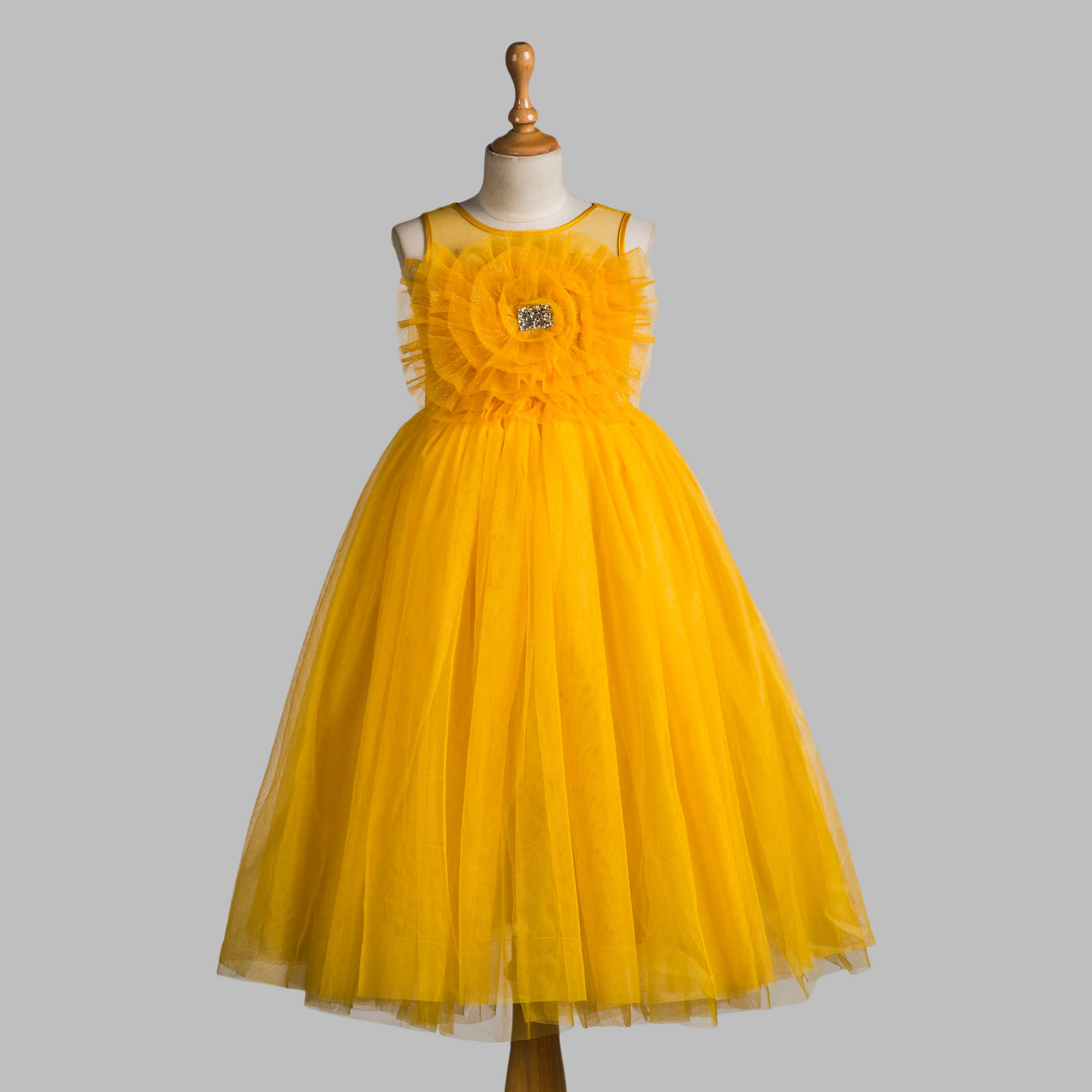    			Toy Balloon Kids Net Gown For Girls ( Pack of 1 , Yellow )