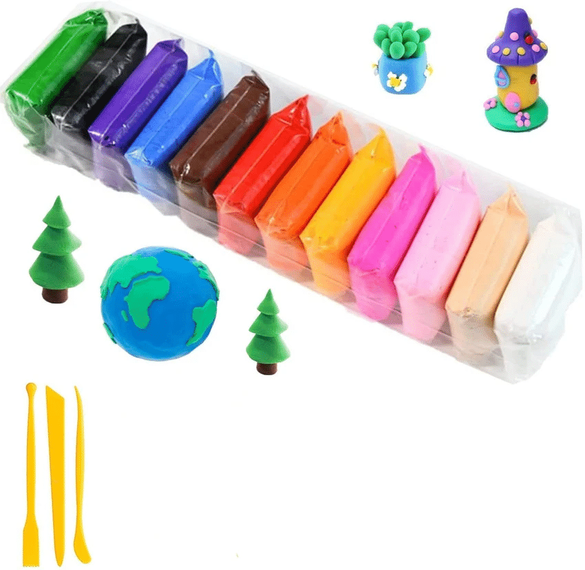     			12 Color/Set Light Clay Air Dry Polymer Plasticine Modelling Clay Super Light DIY Soft Creative Handgum Educational Clay Toys