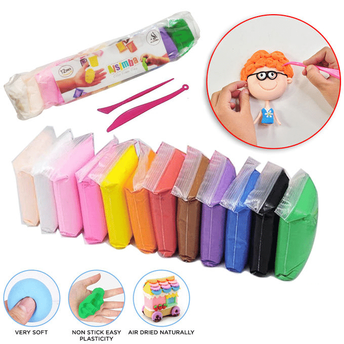     			12 Color/Set Light Clay Air Dry Polymer Plasticine Modelling Clay Super Light DIY Soft Creative Handgum Educational Clay Toys