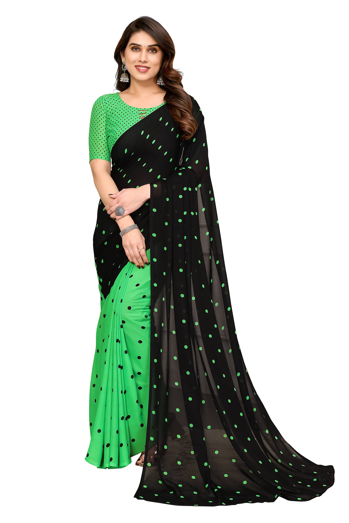 ANAND SAREES Georgette Printed Ilkal Saree With Unstitched Blouse Piece ( Green ) ANAND SAREES Georgette Printed Ilkal Saree With Unstitched Blouse Piece ( Green )