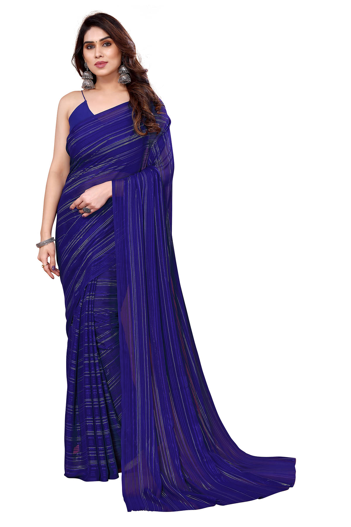 ANAND SAREES Satin Embellished Chanderi saree With Unstitched Blouse Piece ( Blue ) ANAND SAREES Satin Embellished Chanderi saree With Unstitched Blouse Piece ( Blue )