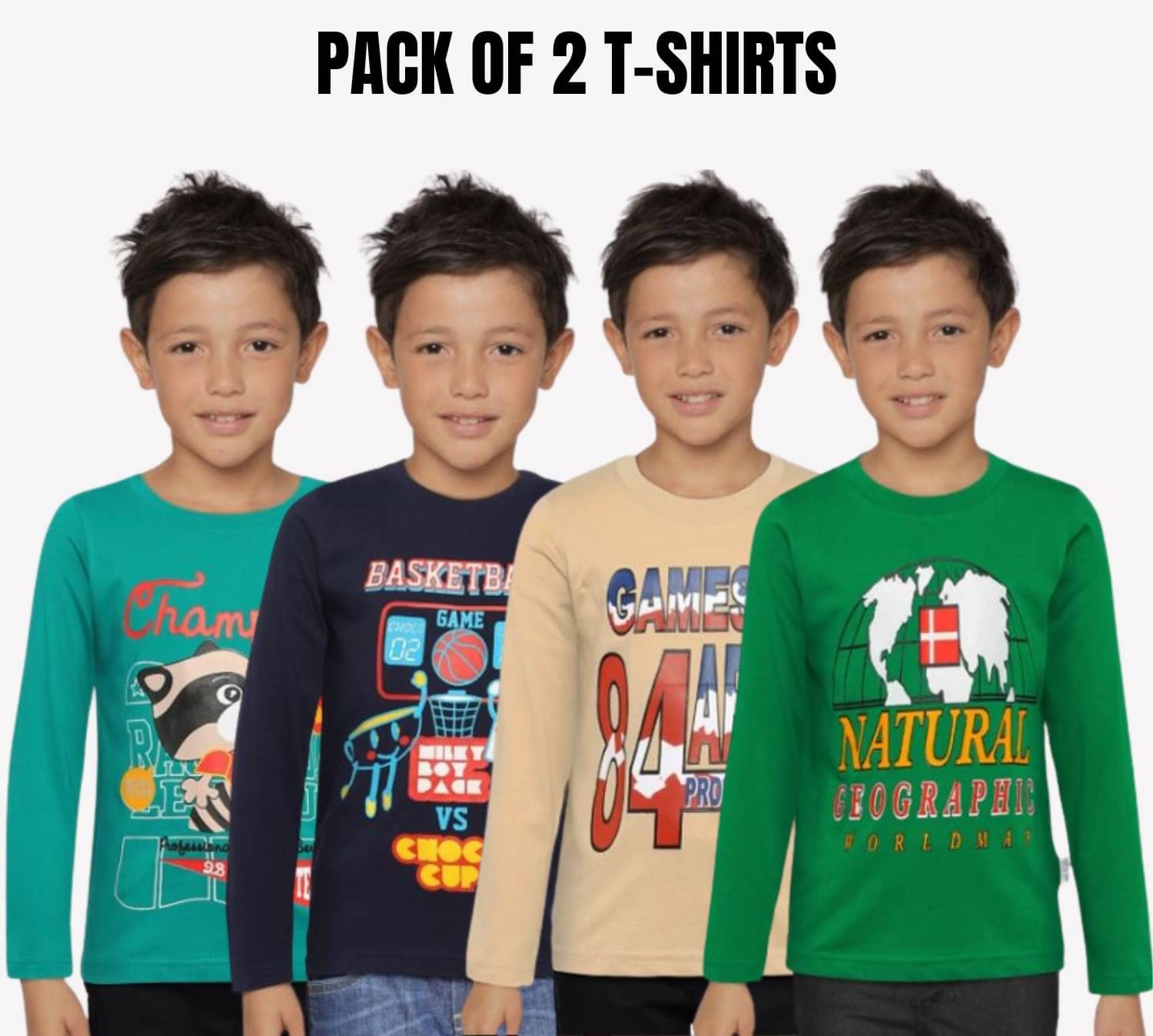     			Belive in yourself Pack of 2 Boys Cotton T-Shirt ( Multicolor 1 )