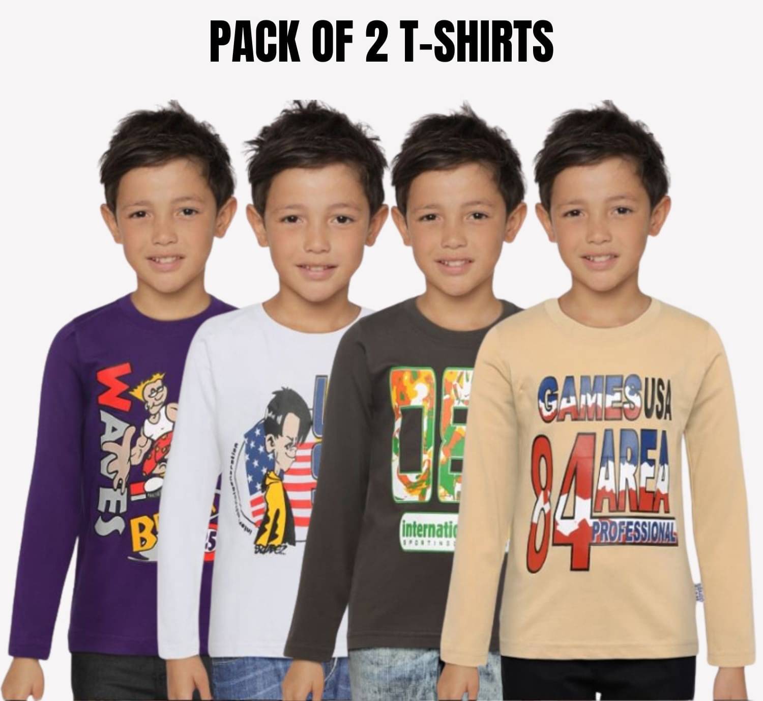     			Belive in yourself Pack of 2 Boys Cotton T-Shirt ( Multicolor 3 )