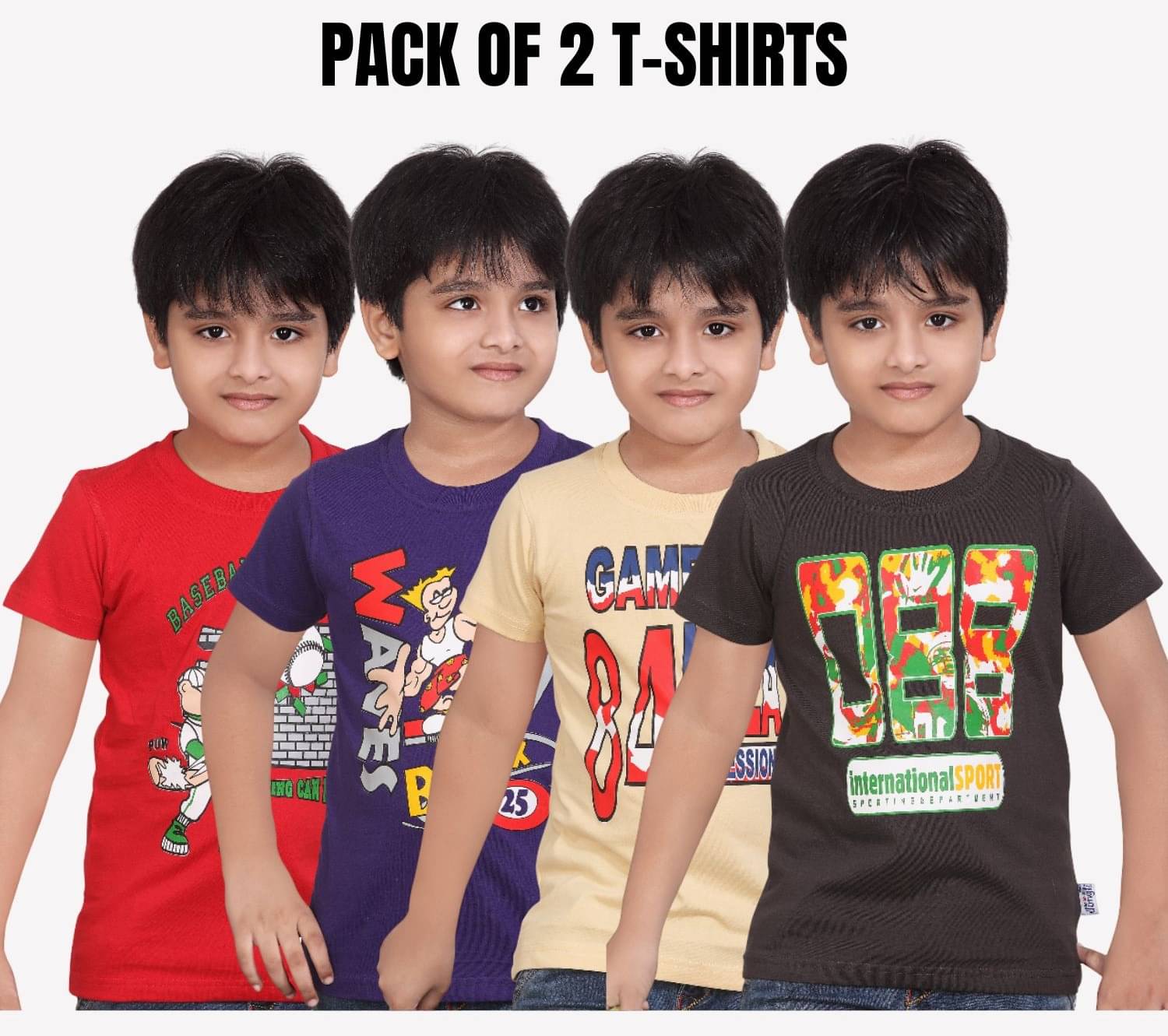     			Belive in yourself Pack of 2 Boys Cotton T-Shirt ( Multicolor 4 )