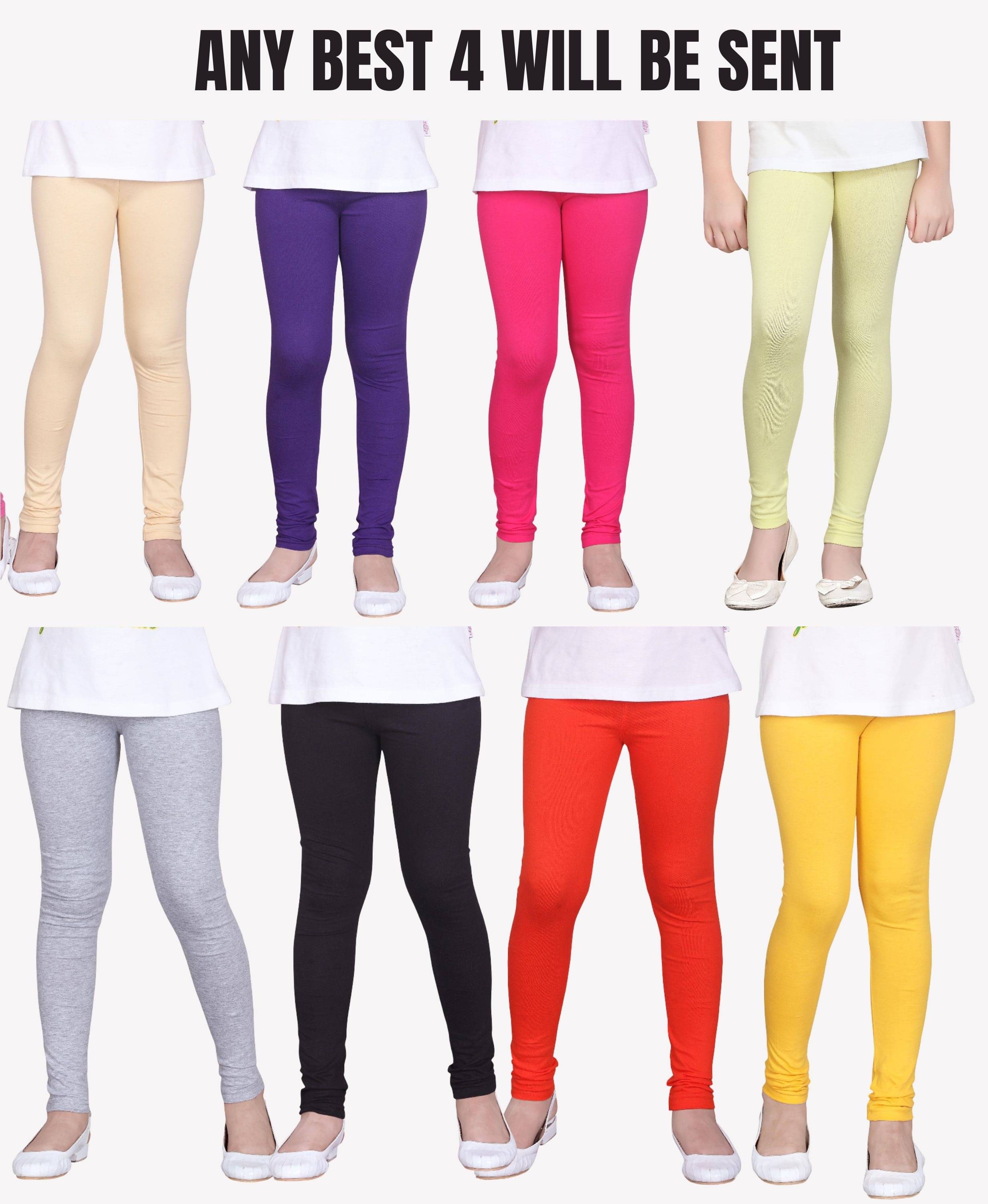     			Belive in yourself Pack of 4 Girls Cotton Blend Legging ( Multicolor 1 )