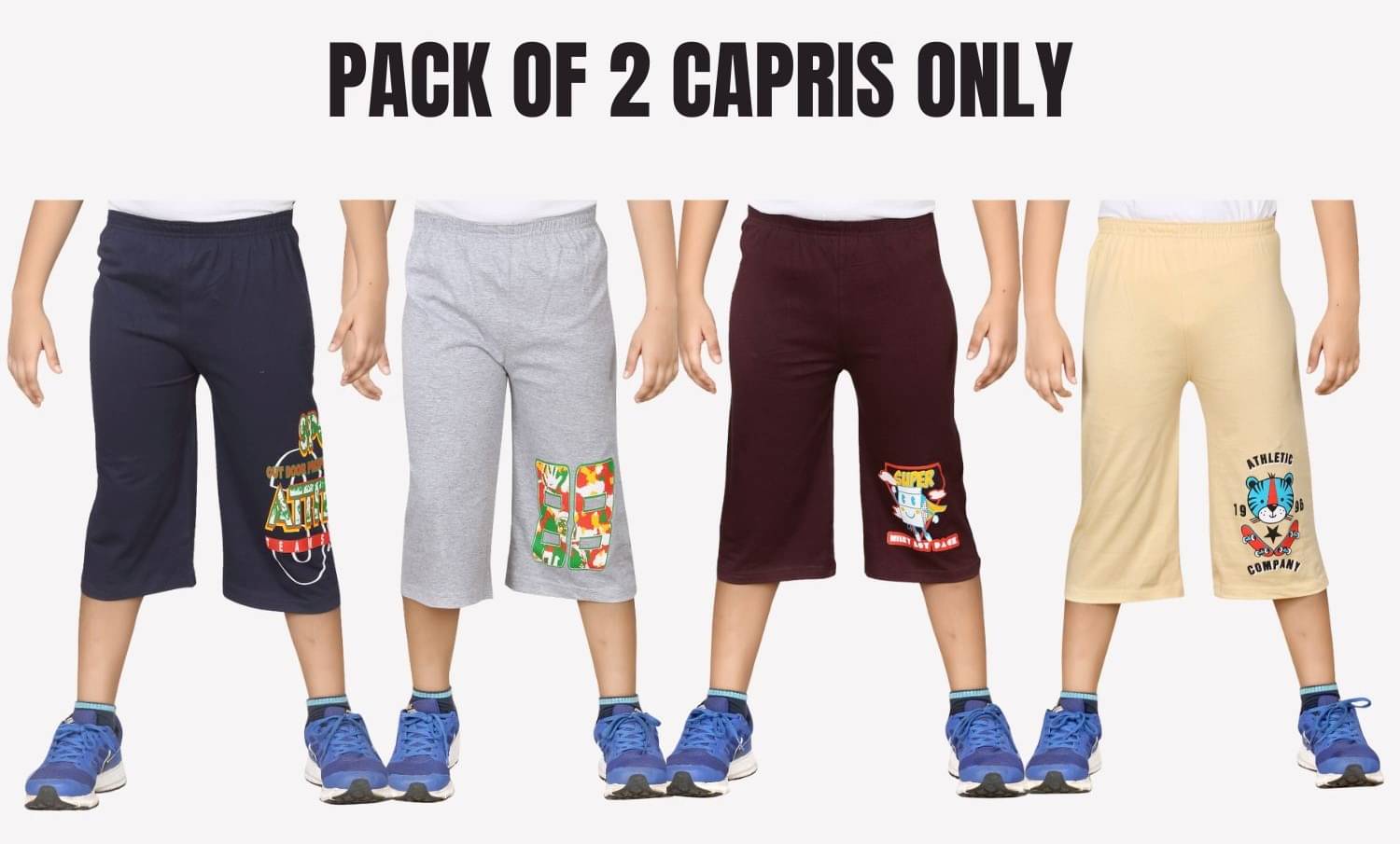     			Belive in yourself Pack of 2 Cotton Three-Fourth For Boys ( Multicolor )