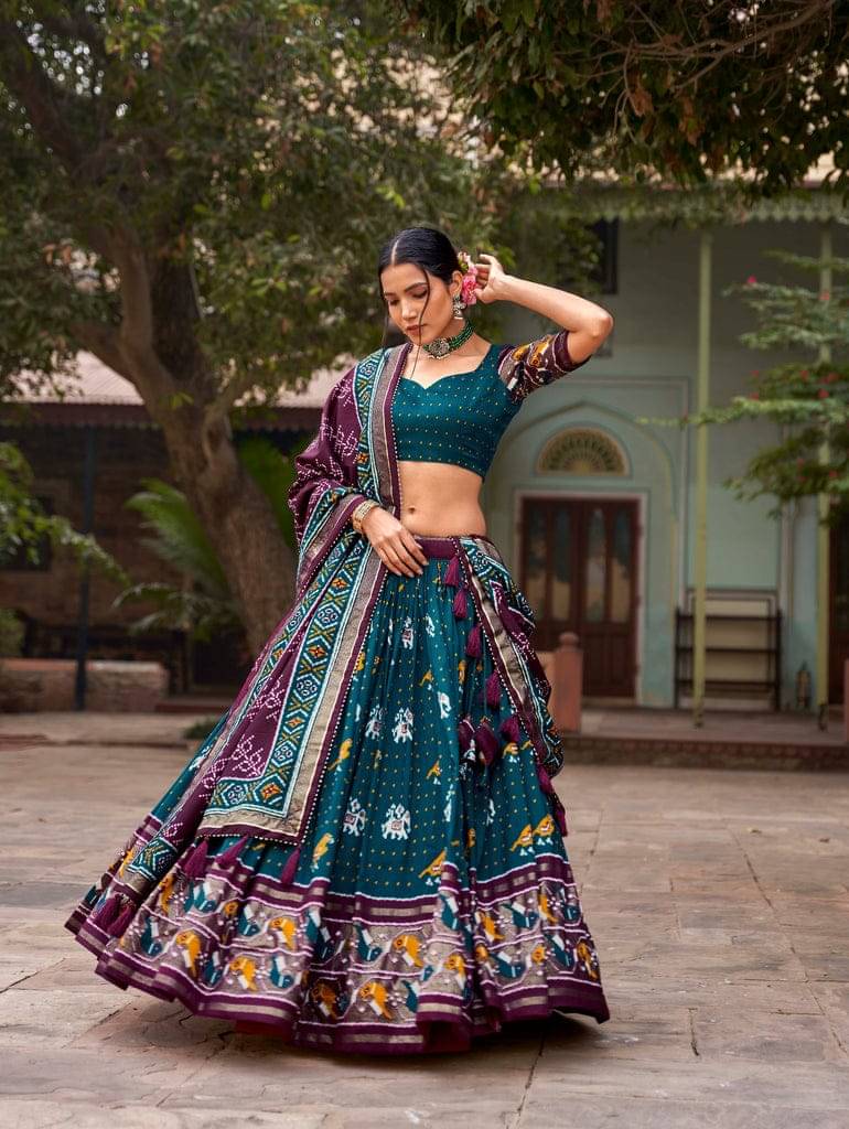 CYNOR Blue Tussar Silk Unstitched Semi Stitched Lehenga Single CYNOR Blue Tussar Silk Unstitched Semi Stitched Lehenga Single