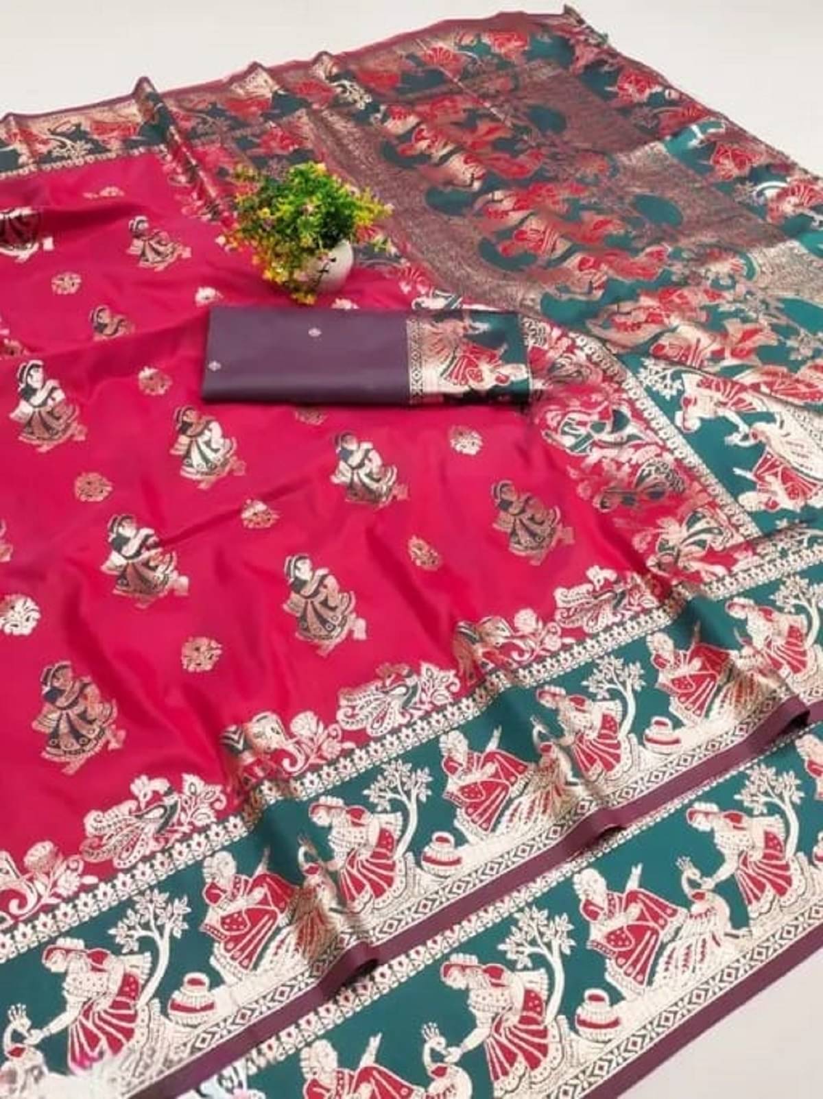 ISARA Art Silk Solid Baluchari Saree With Unstitched Blouse Piece ( Pink ) ISARA Art Silk Solid Baluchari Saree With Unstitched Blouse Piece ( Pink )