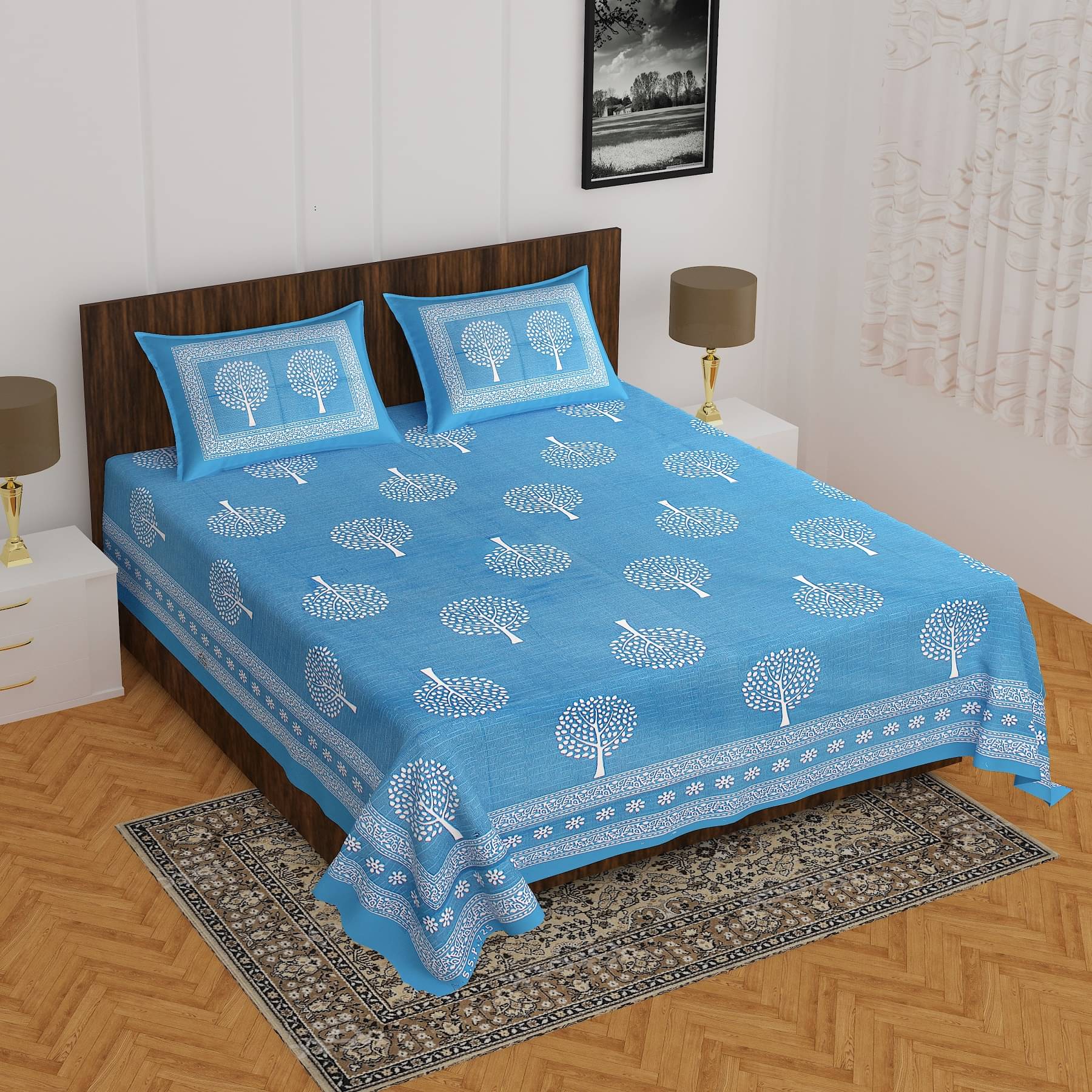    			K.D.PRINTS Cotton 1 Double Bedsheet with 2 Pillow Covers ( Multicolor )