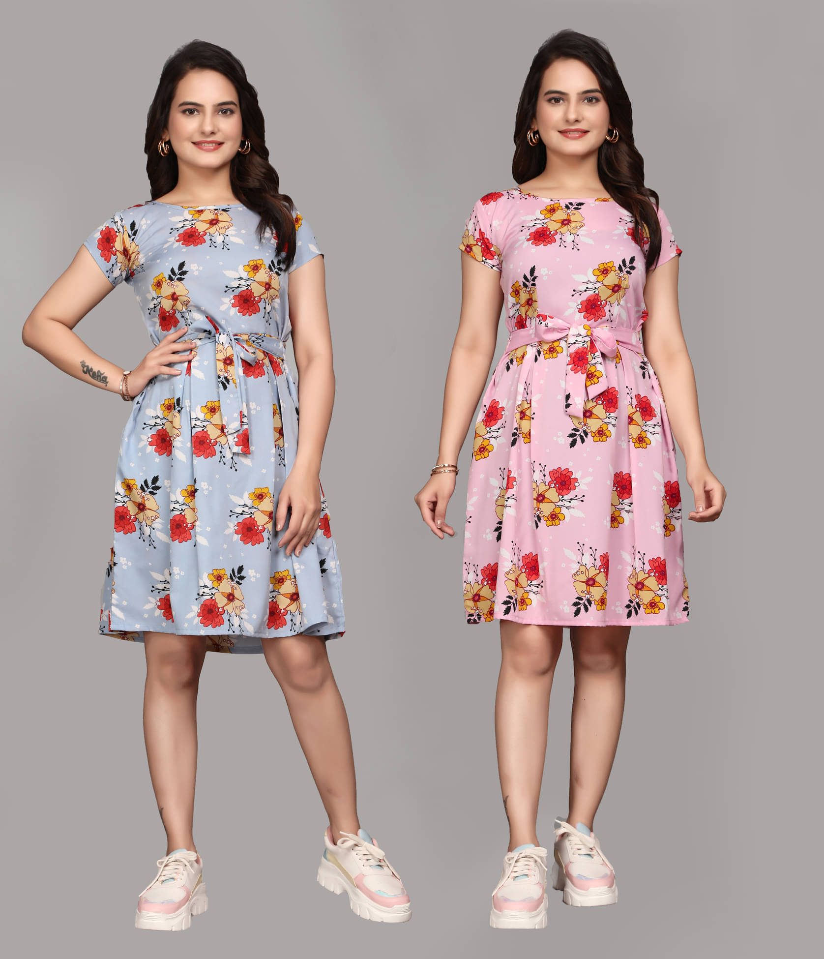 KALAVRITTA Women Crepe Printed Fit & Flare Dress ( Multicolor 3 ) KALAVRITTA Women Crepe Printed Fit & Flare Dress ( Multicolor 3 )