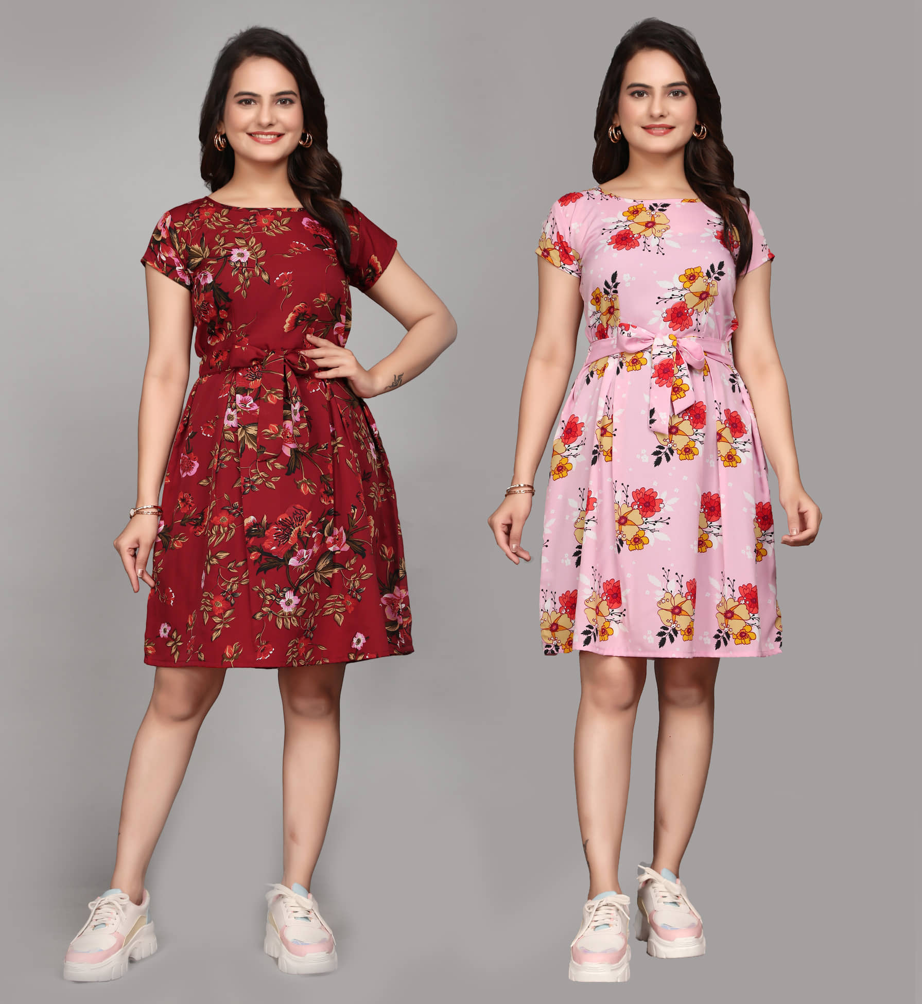 KALAVRITTA Women Crepe Printed Fit & Flare Dress ( Multicolor 5 )
