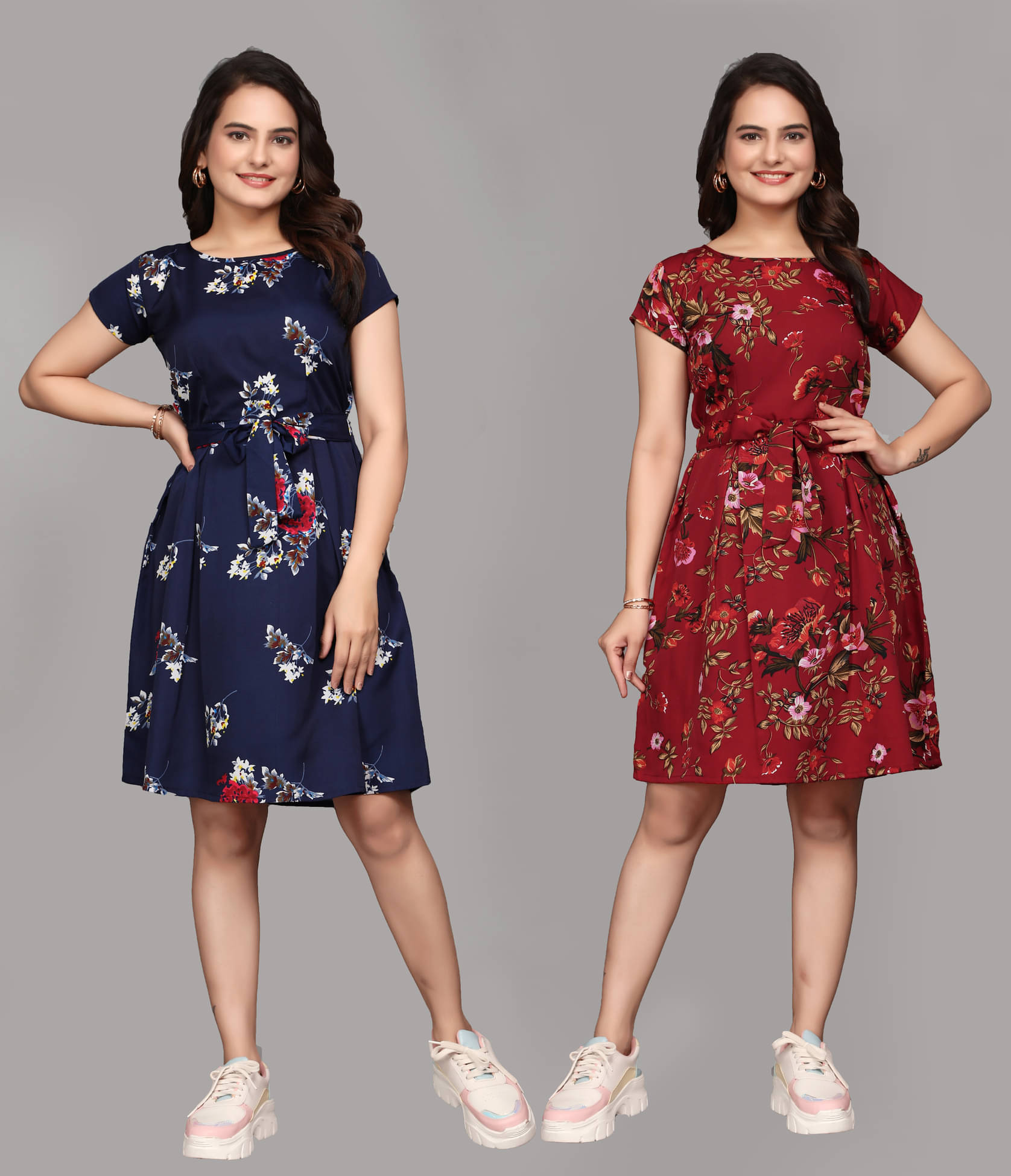     			KALAVRITTA Women Crepe Printed Fit & Flare Dress ( Multicolor 2 )