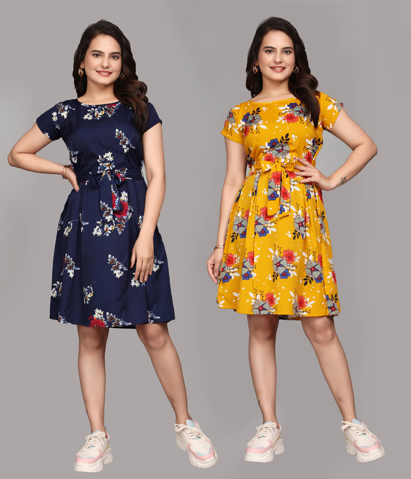KALAVRITTA Women Crepe Printed Fit & Flare Dress ( Multicolor 5 ) KALAVRITTA Women Crepe Printed Fit & Flare Dress ( Multicolor 5 )