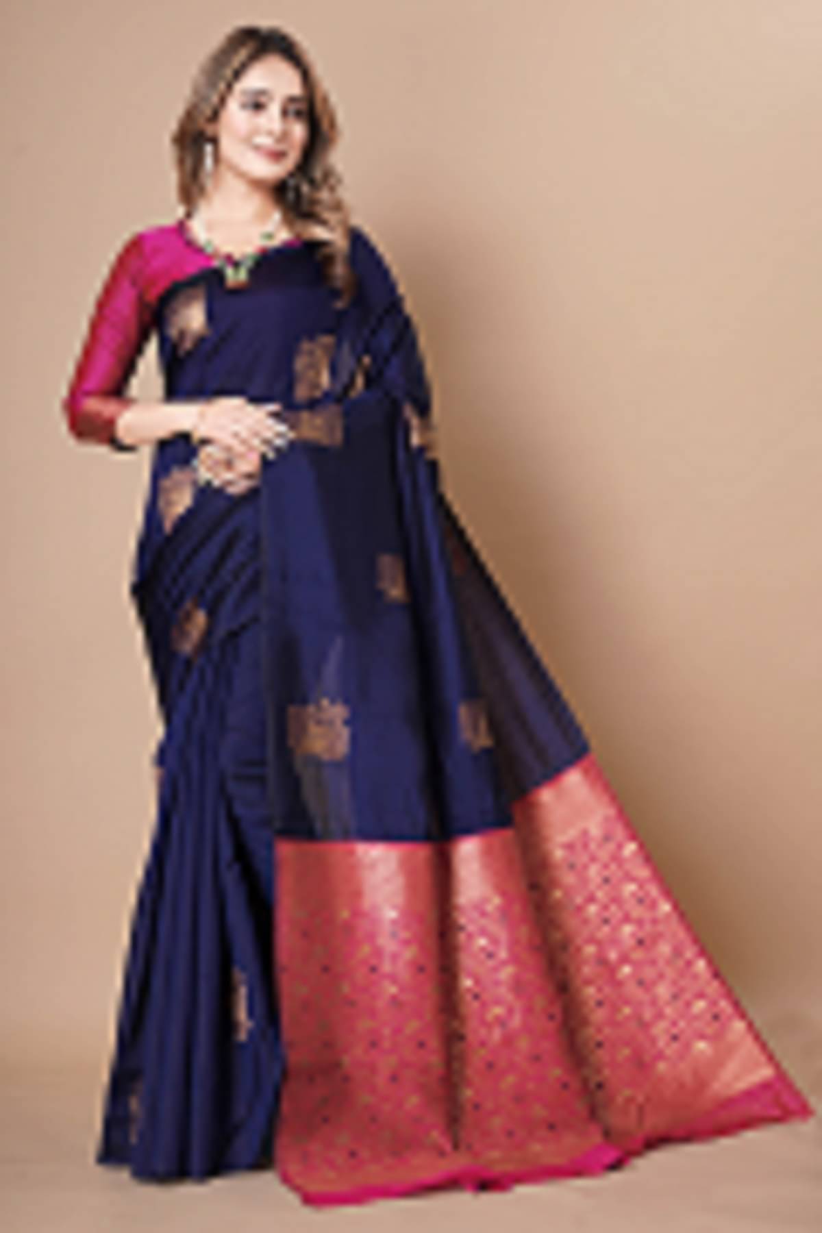 KALIPATRA Art Silk Solid Banarasi saree With Unstitched Blouse Piece ( Blue ) KALIPATRA Art Silk Solid Banarasi saree With Unstitched Blouse Piece ( Blue )