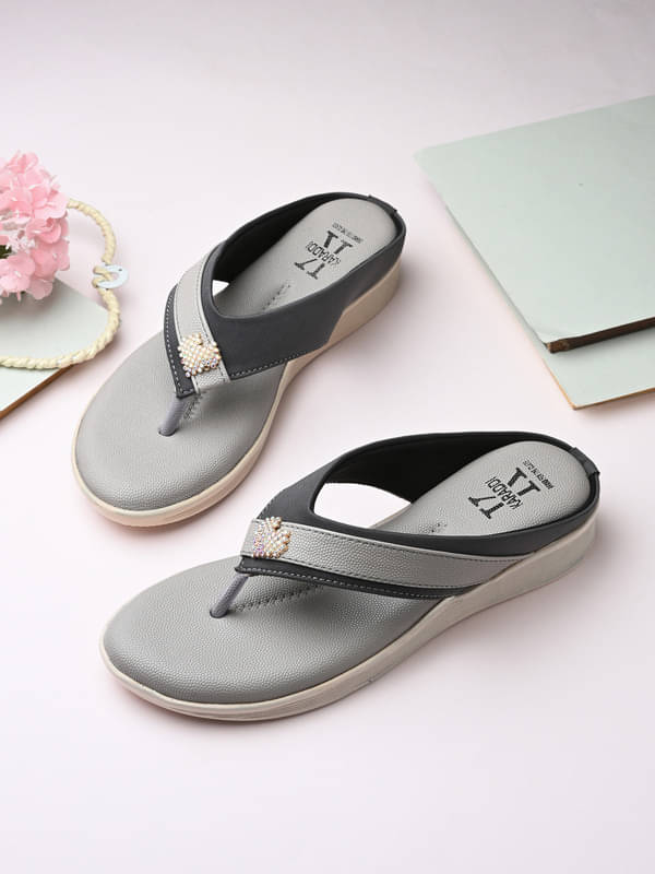     			KARADDI Gray Women's Slip On Heels
