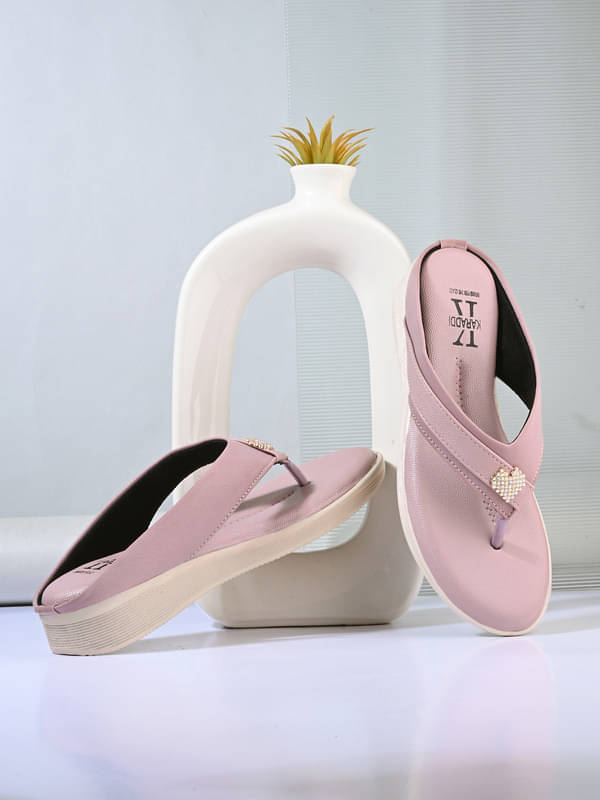 KARADDI Pink Women's Slip On Heels KARADDI Pink Women's Slip On Heels