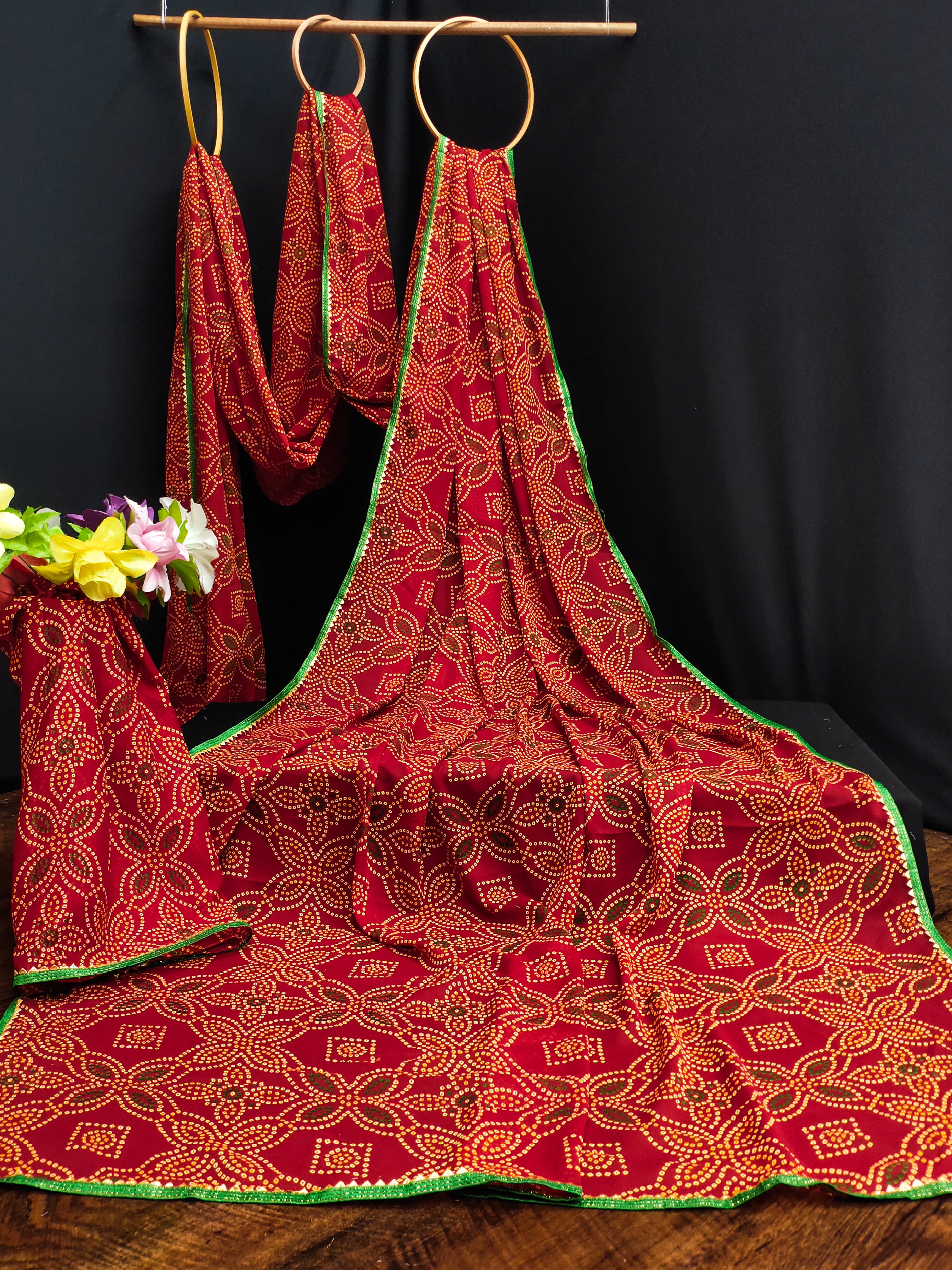 Kanooda Prints Georgette Printed Bandhani Sarees With Unstitched Blouse Piece ( Multicolor 4 ) Kanooda Prints Georgette Printed Bandhani Sarees With Unstitched Blouse Piece ( Multicolor 4 )