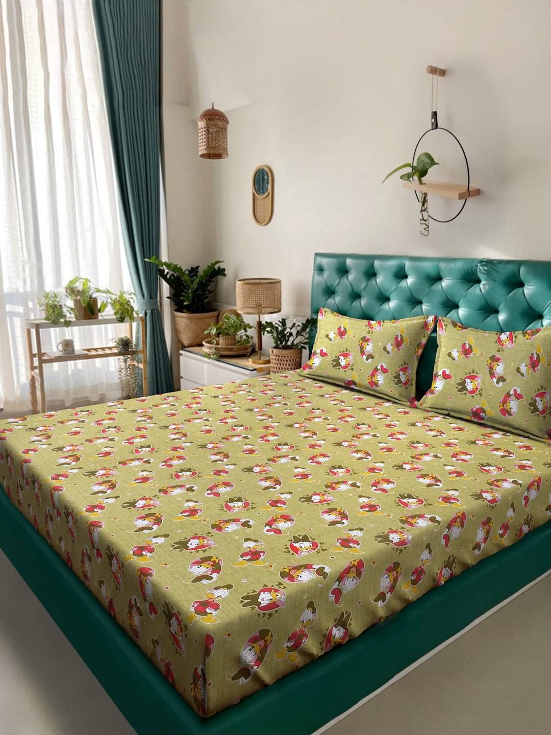     			Klotthe Cotton 1 Double King Bedsheet with 2 Pillow Covers ( Green )