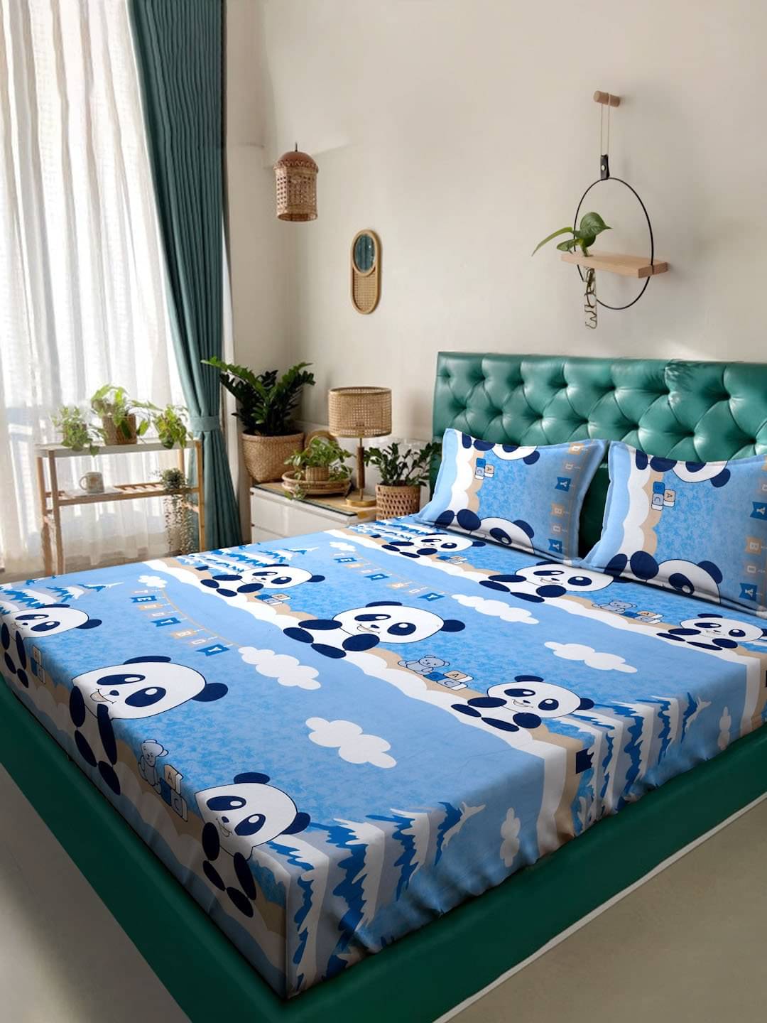     			Klotthe Cotton 1 Double King Bedsheet with 2 Pillow Covers ( Sky Blue )