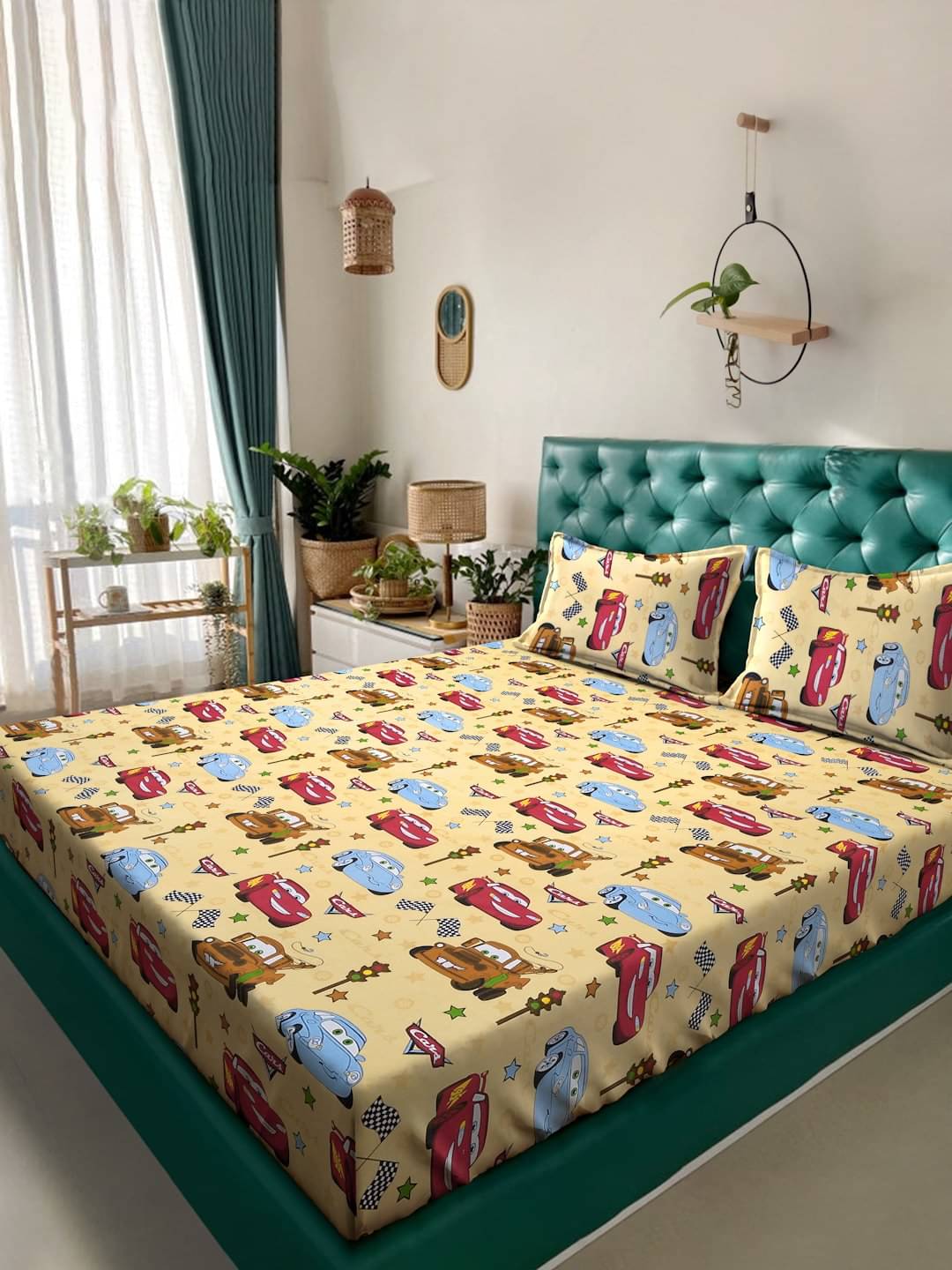     			Klotthe Cotton 1 Double King Bedsheet with 2 Pillow Covers ( Yellow )