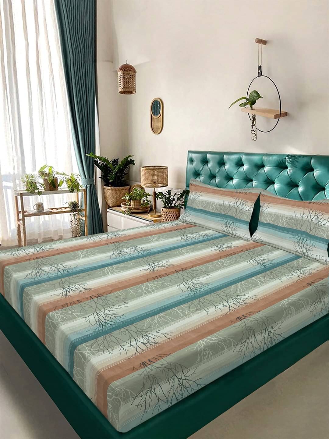 Klotthe Poly Cotton 1 Double King Bedsheet with 2 Pillow Covers ( Multicolor )     			Klotthe Poly Cotton 1 Double King Bedsheet with 2 Pillow Covers ( Multicolor )
