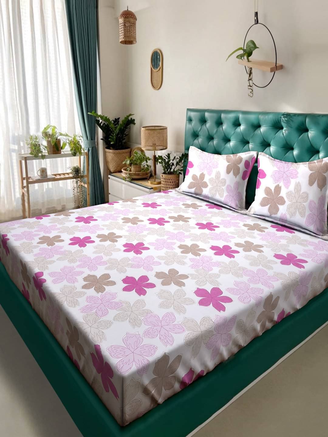     			Klotthe Poly Cotton 1 Double King Bedsheet with 2 Pillow Covers ( White )