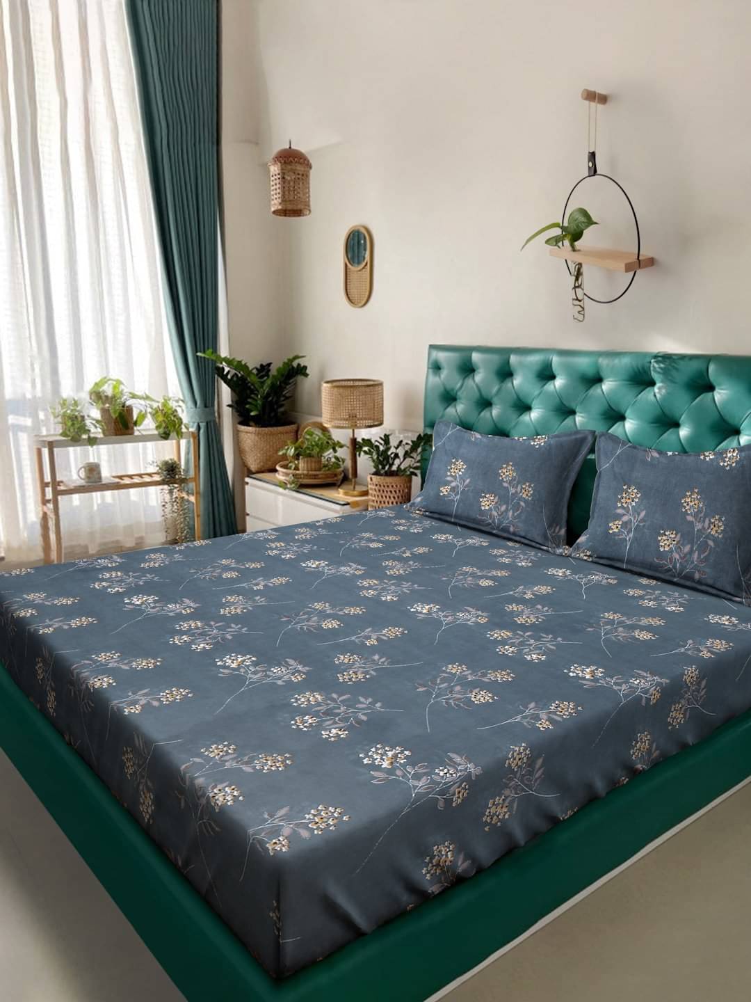 Klotthe Poly Cotton 1 Double King Bedsheet with 2 Pillow Covers ( Blue ) Klotthe Poly Cotton 1 Double King Bedsheet with 2 Pillow Covers ( Blue )